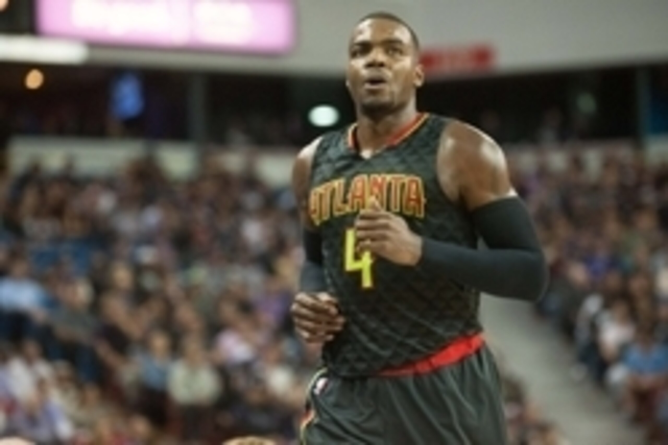Jan 21, 2016; Sacramento, CA, USA; Atlanta Hawks forward Paul Millsap (4) looks on during the fourth quarter against the Sacramento Kings at Sleep Train Arena. The Sacramento Kings defeated the Atlanta Hawks 91-88. Mandatory Credit: Ed Szczepanski-USA TOD