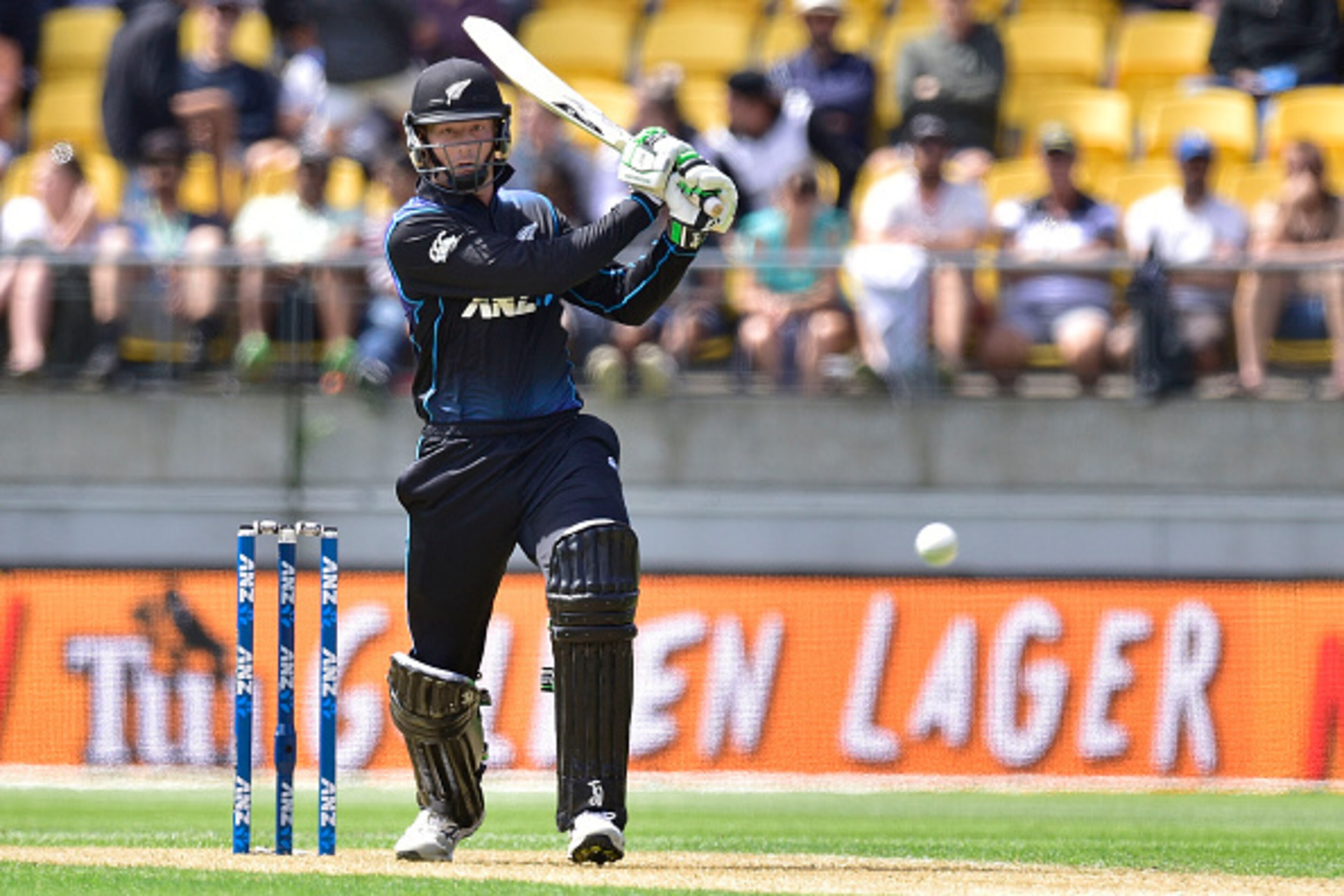 Martin Guptill of New Zealand plays a shot during the 2nd one-day international cricket match between New Zealand and Australia at Westpac Stadium in Wellington on February 6, 2016. AFP PHOTO / MARTY MELVILLE / AFP / Marty Melville (Photo credit Martin Guptill of New Zealand plays a shot during the 2nd one-day international cricket match between New Zealand and Australia at Westpac Stadium in Wellington on February 6, 2016. AFP PHOTO / MARTY MELVILLE / AFP / Marty Melville (Photo credit