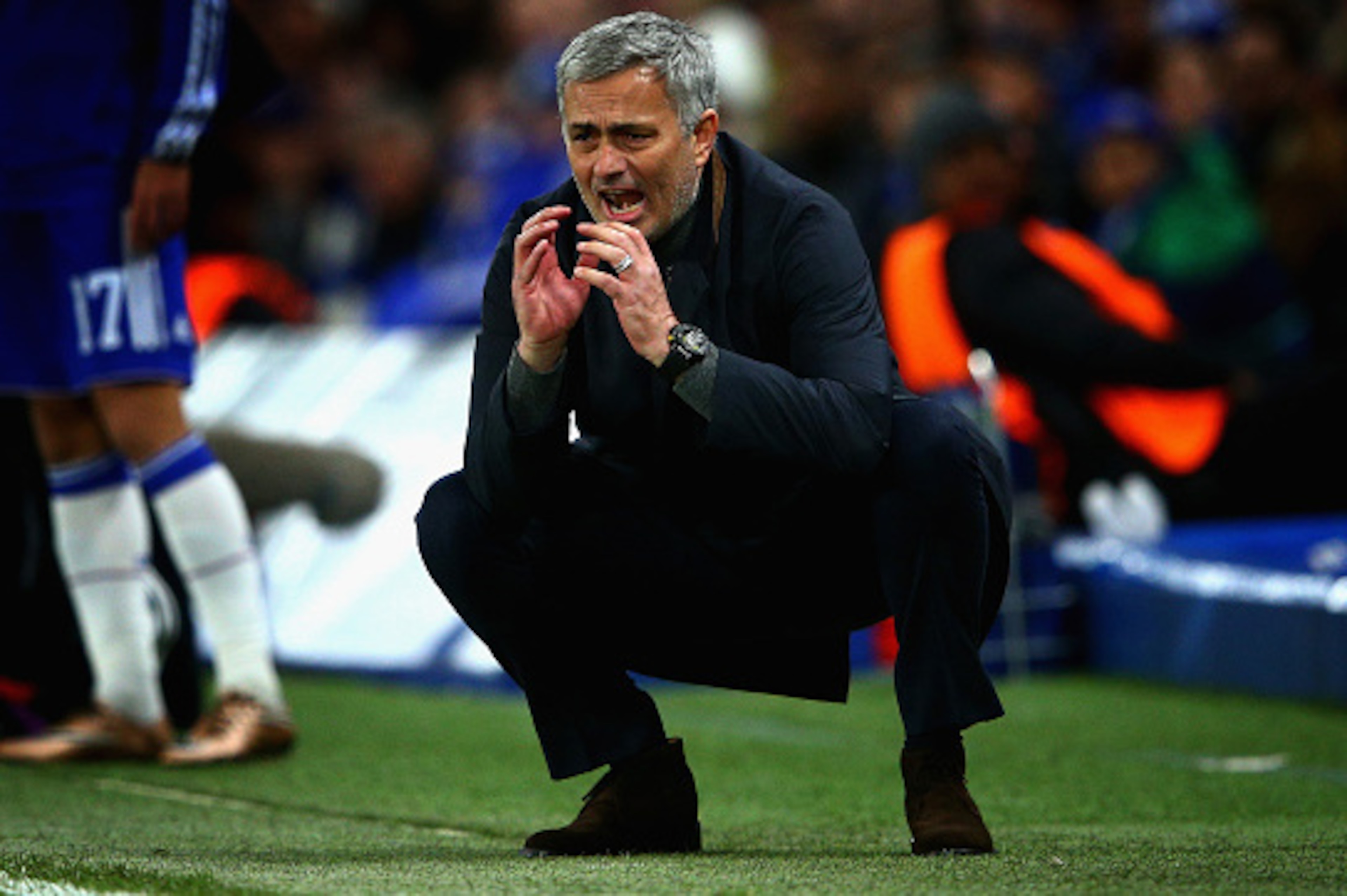 LONDON, ENGLAND - DECEMBER 09:  Jose Mourinho manager of Chelsea reacts during the UEFA Champions League Group G match between Chelsea FC and FC Porto at Stamford Bridge on December 9, 2015 in London, United Kingdom.  (Photo by Clive Mason/Getty Images)