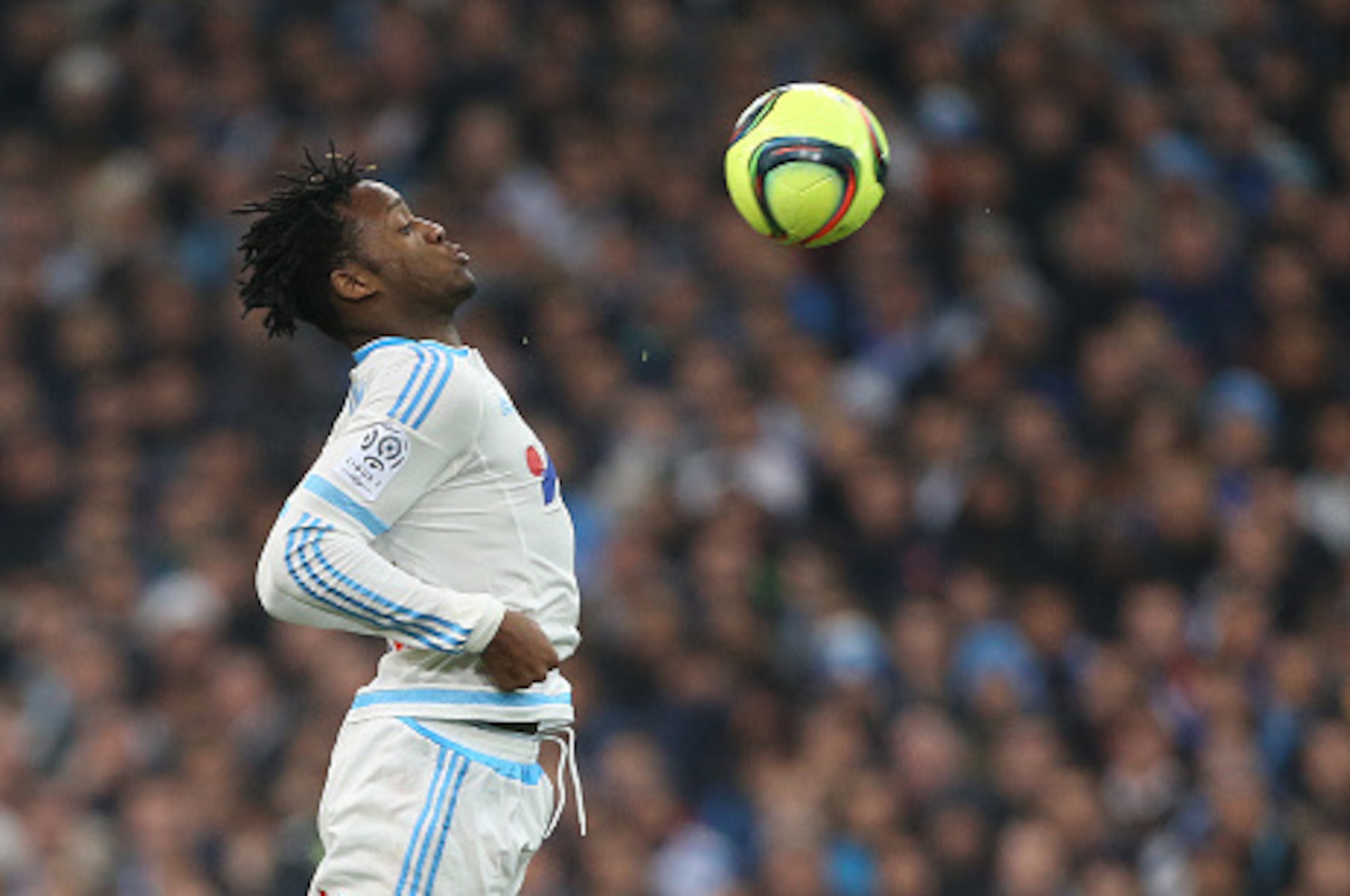 MARSEILLE - FEBRUARY 7: Michy Batshuayi of OM in action during the French Ligue 1 match between Olympique de Marseille (OM) and Paris Saint-Germain (PSG) at New Stade Velodrome on February 7, 2016 in Marseille, France. (Photo by Jean Catuffe/Getty Images) MARSEILLE - FEBRUARY 7: Michy Batshuayi of OM in action during the French Ligue 1 match between Olympique de Marseille (OM) and Paris Saint-Germain (PSG) at New Stade Velodrome on February 7, 2016 in Marseille, France. (Photo by Jean Catuffe/Getty Images)