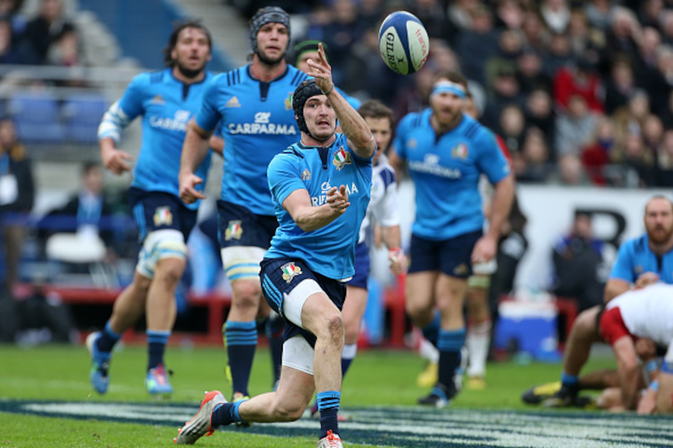 PARIS, FRANCE - FEBRUARY 6: Carlo Canna of Italy in action during the RBS 6 Nations match between France and Italy at Stade de France on February 6, 2016 in Saint-Denis nearby Paris, France. (Photo by Jean Catuffe/Getty Images)