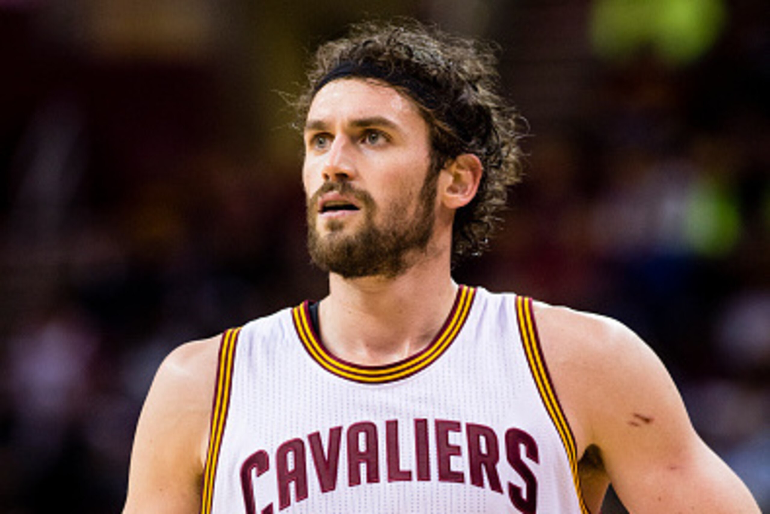 CLEVELAND, OH - FEBRUARY 8: Kevin Love #0 of the Cleveland Cavaliers pauses on the court during the first half against the Sacramento Kings at Quicken Loans Arena on February 8, 2016 in Cleveland, Ohio. The Cavaliers defeated the Kings 120-100. NOTE TO US CLEVELAND, OH - FEBRUARY 8: Kevin Love #0 of the Cleveland Cavaliers pauses on the court during the first half against the Sacramento Kings at Quicken Loans Arena on February 8, 2016 in Cleveland, Ohio. The Cavaliers defeated the Kings 120-100. NOTE TO US