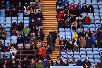 BIRMINGHAM, ENGLAND - FEBRUARY 14:  Aston Villa fans leave the stadium early during the Barclays Premier League match between Aston Villa and Liverpool at Villa Park on February 14, 2016 in Birmingham, England.  (Photo by Stu Forster/Getty Images)