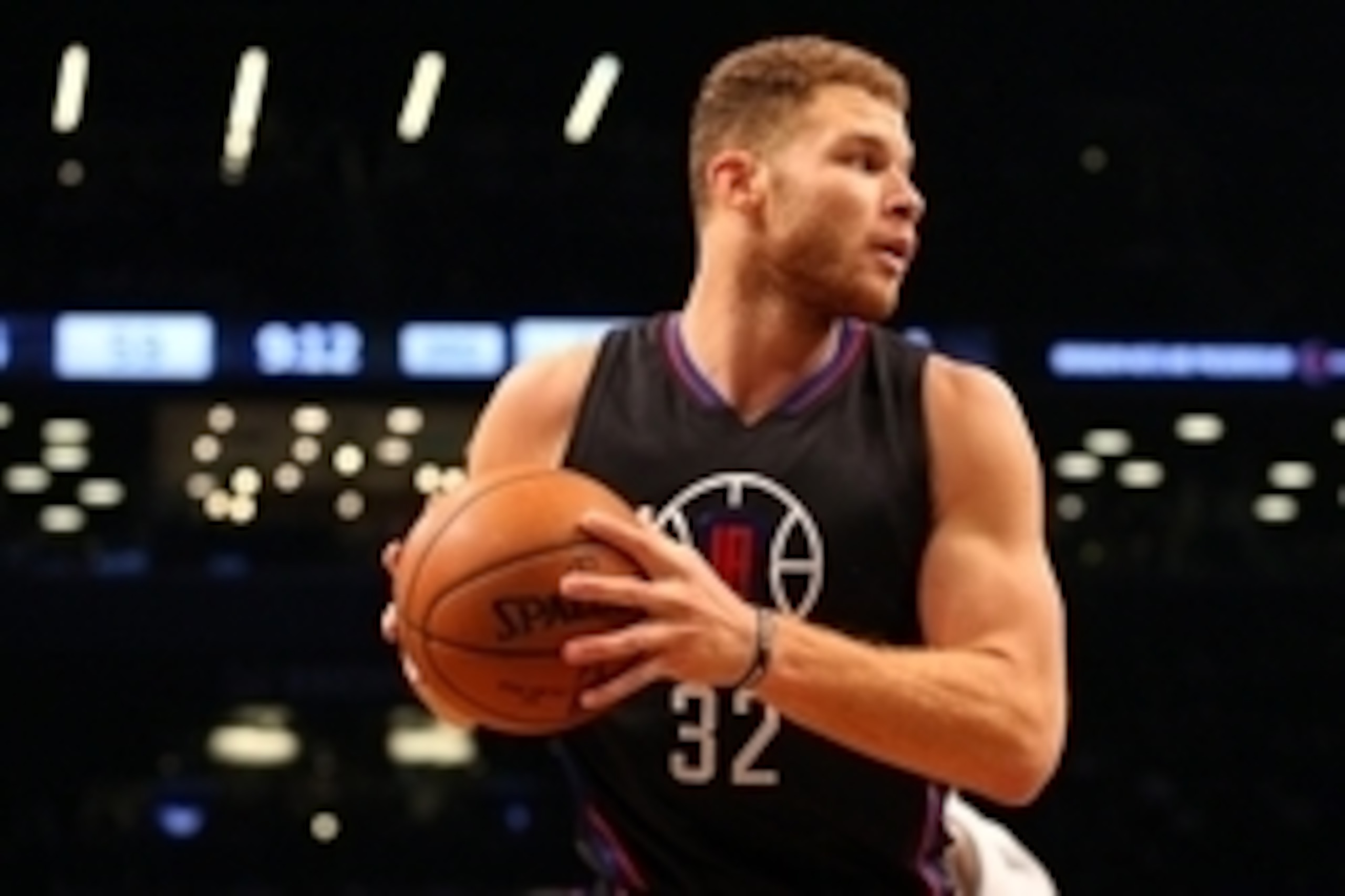 Dec 12, 2015; Brooklyn, NY, USA; Los Angeles Clippers forward Blake Griffin (32) during the third quarter against the Brooklyn Nets at Barclays Center. Los Angeles Clippers won 105-100. Mandatory Credit: Anthony Gruppuso-USA TODAY Sports