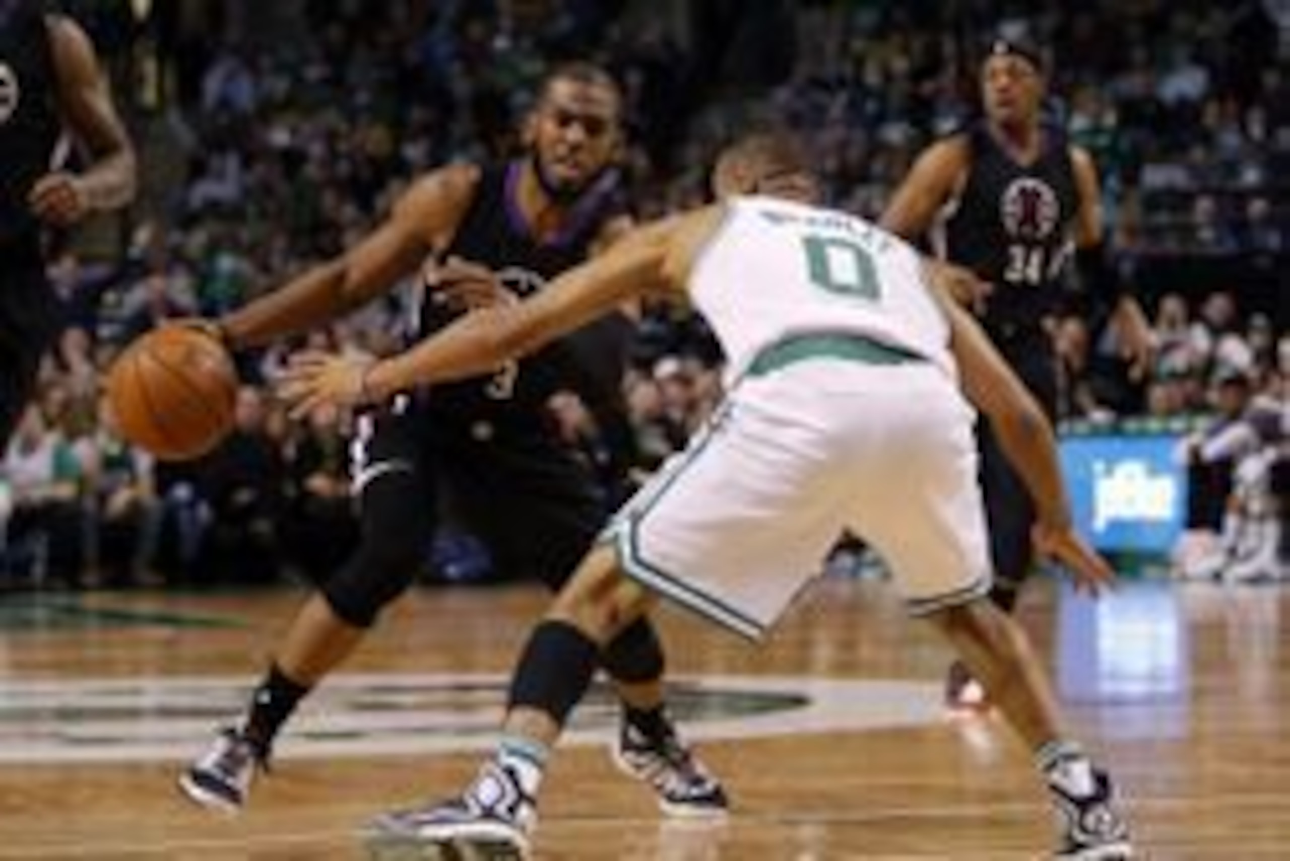 Feb 10, 2016; Boston, MA, USA; Los Angeles Clippers guard Chris Paul (3) drives the ball against Boston Celtics guard Avery Bradley (0) in the first quarter at TD Garden. Mandatory Credit: David Butler II-USA TODAY Sports