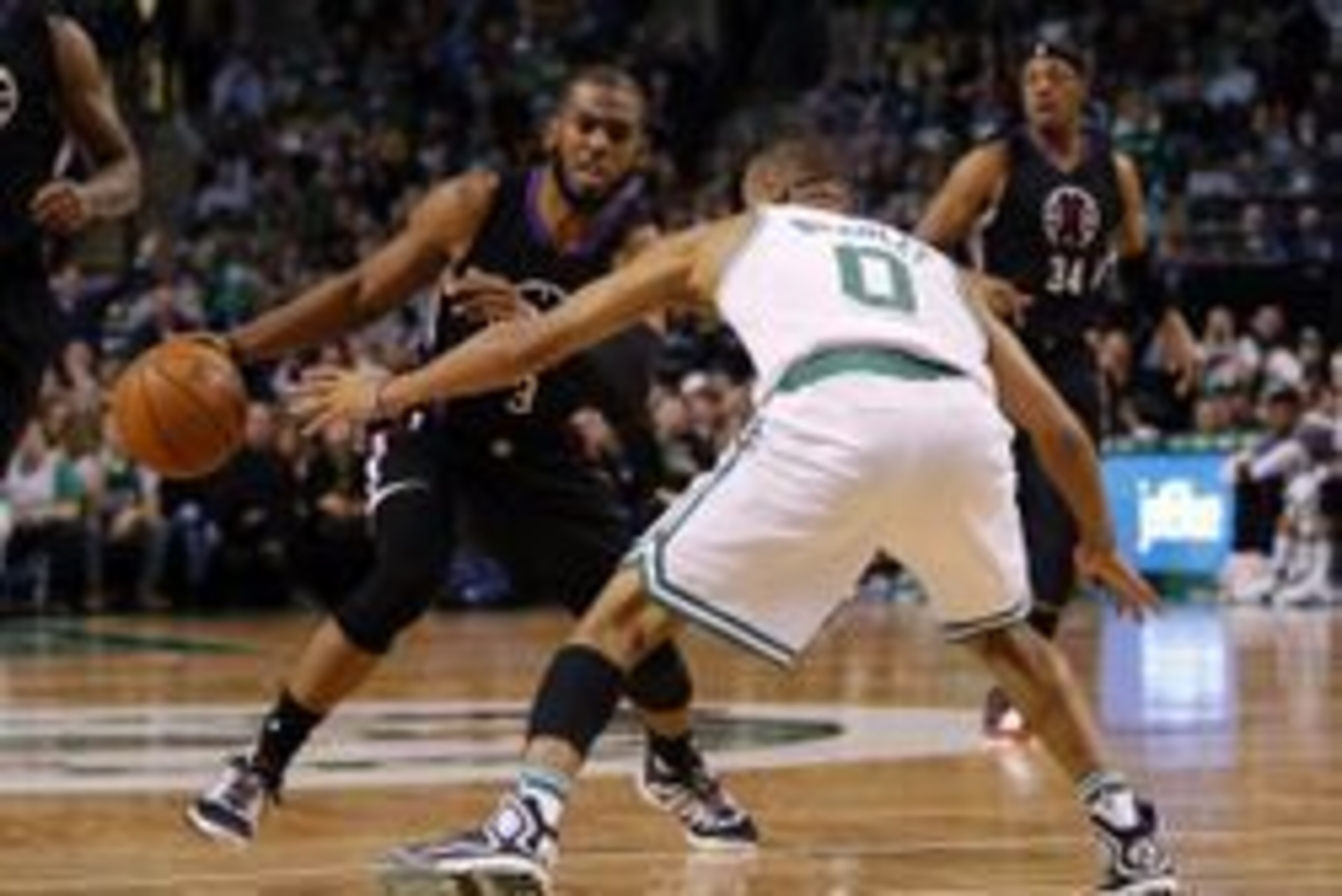 Feb 10, 2016; Boston, MA, USA; Los Angeles Clippers guard Chris Paul (3) drives the ball against Boston Celtics guard Avery Bradley (0) in the first quarter at TD Garden. Mandatory Credit: David Butler II-USA TODAY Sports