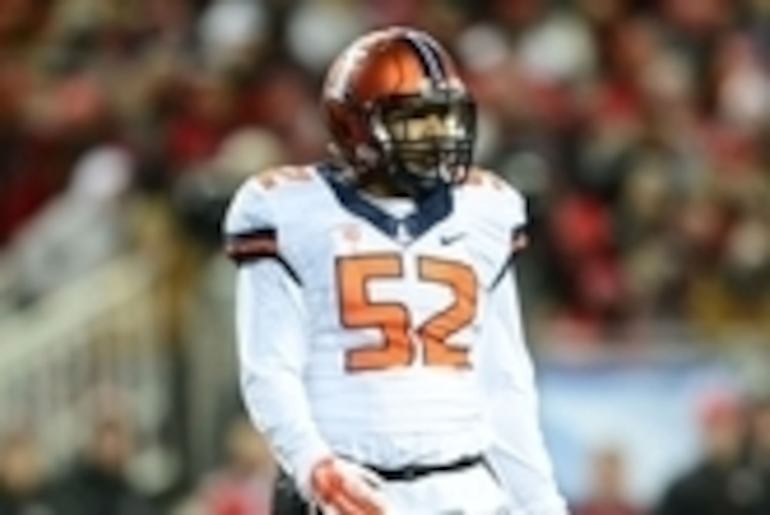Nov 1, 2014; Columbus, OH, USA; Illinois Fighting Illini linebacker T.J. Neal (52) against the Ohio State Buckeyes at Ohio Stadium. Mandatory Credit: Andrew Weber-USA TODAY Sports Nov 1, 2014; Columbus, OH, USA; Illinois Fighting Illini linebacker T.J. Neal (52) against the Ohio State Buckeyes at Ohio Stadium. Mandatory Credit: Andrew Weber-USA TODAY Sports