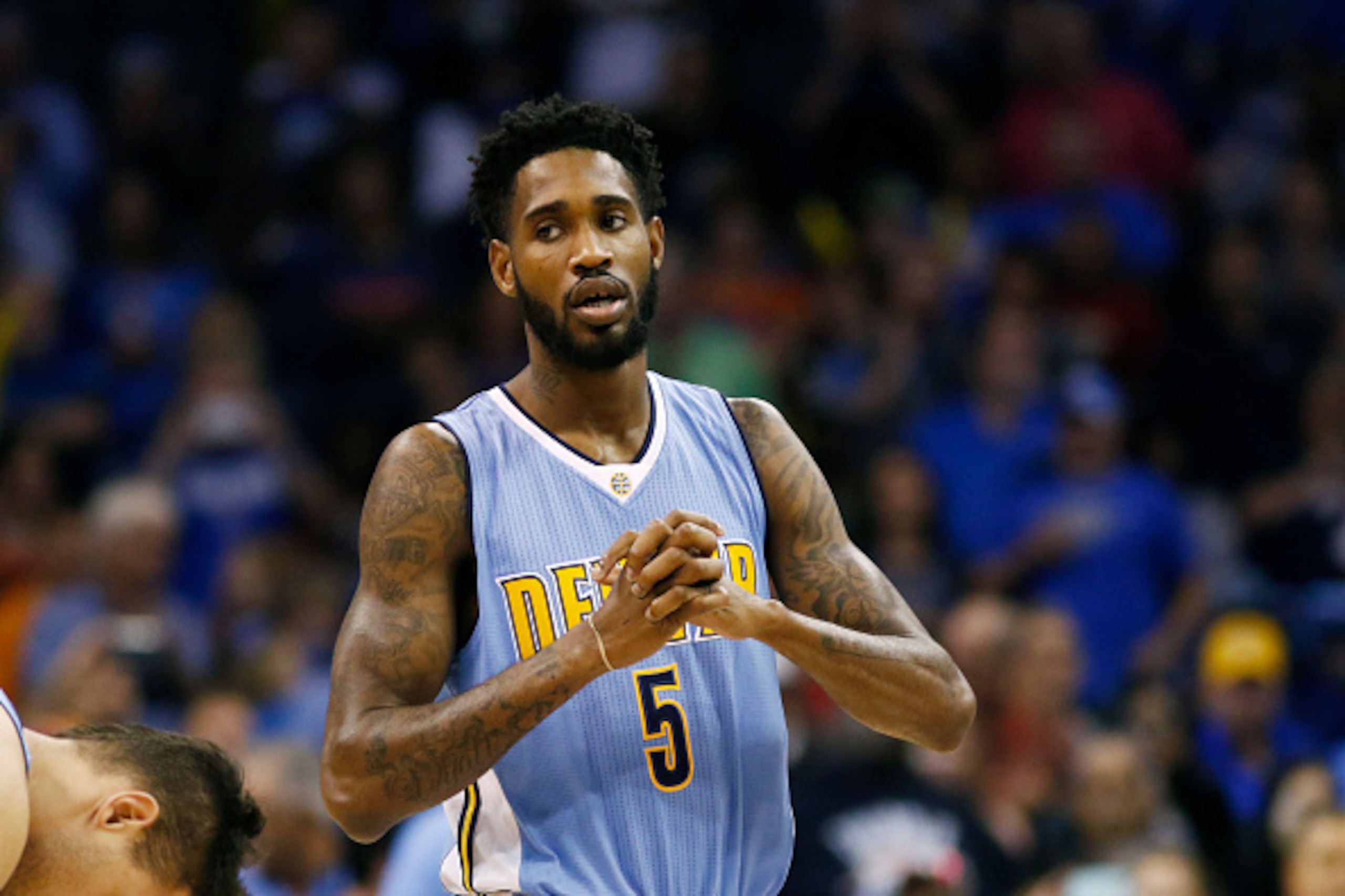 OKLAHOMA CITY, OK - OCTOBER 18:  Will Barton #5 of the Denver Nuggets during the first quarter of a NBA preseason game against at the Chesapeake Energy Arena on October 18, 2015 in Oklahoma City, Oklahoma. NOTE TO USER: User expressly acknowledges and agr