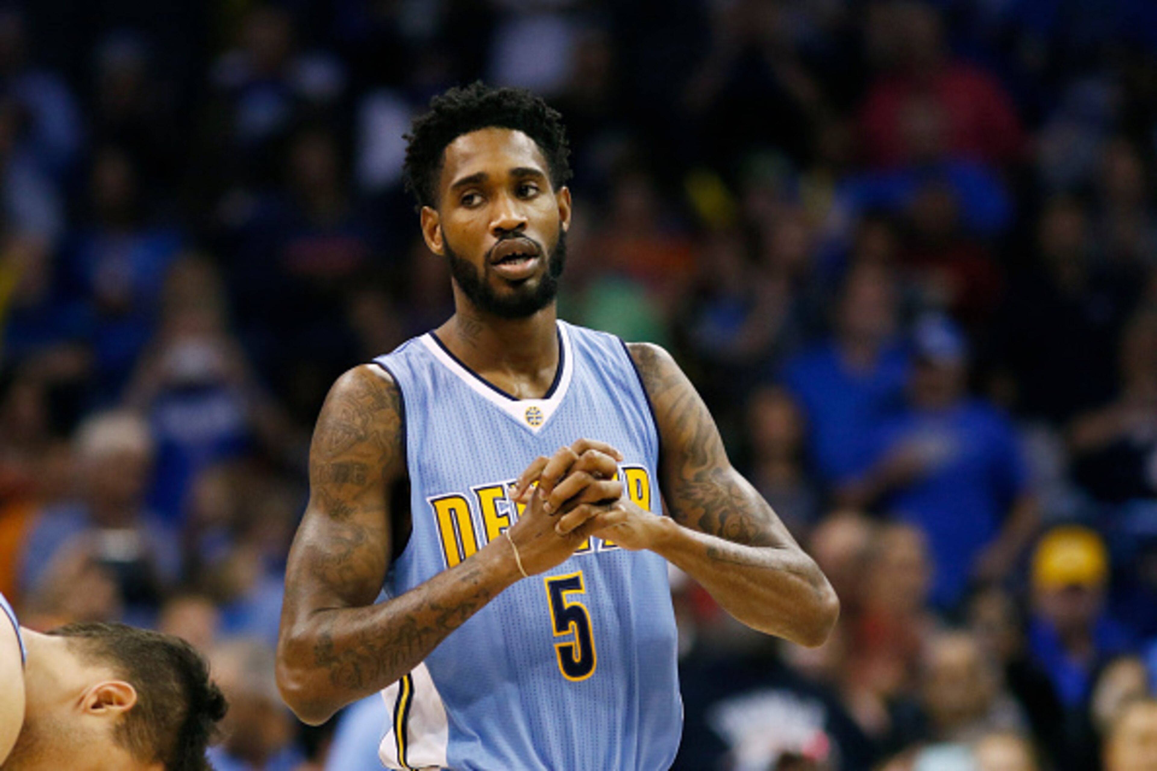 OKLAHOMA CITY, OK - OCTOBER 18:  Will Barton #5 of the Denver Nuggets during the first quarter of a NBA preseason game against at the Chesapeake Energy Arena on October 18, 2015 in Oklahoma City, Oklahoma. NOTE TO USER: User expressly acknowledges and agr