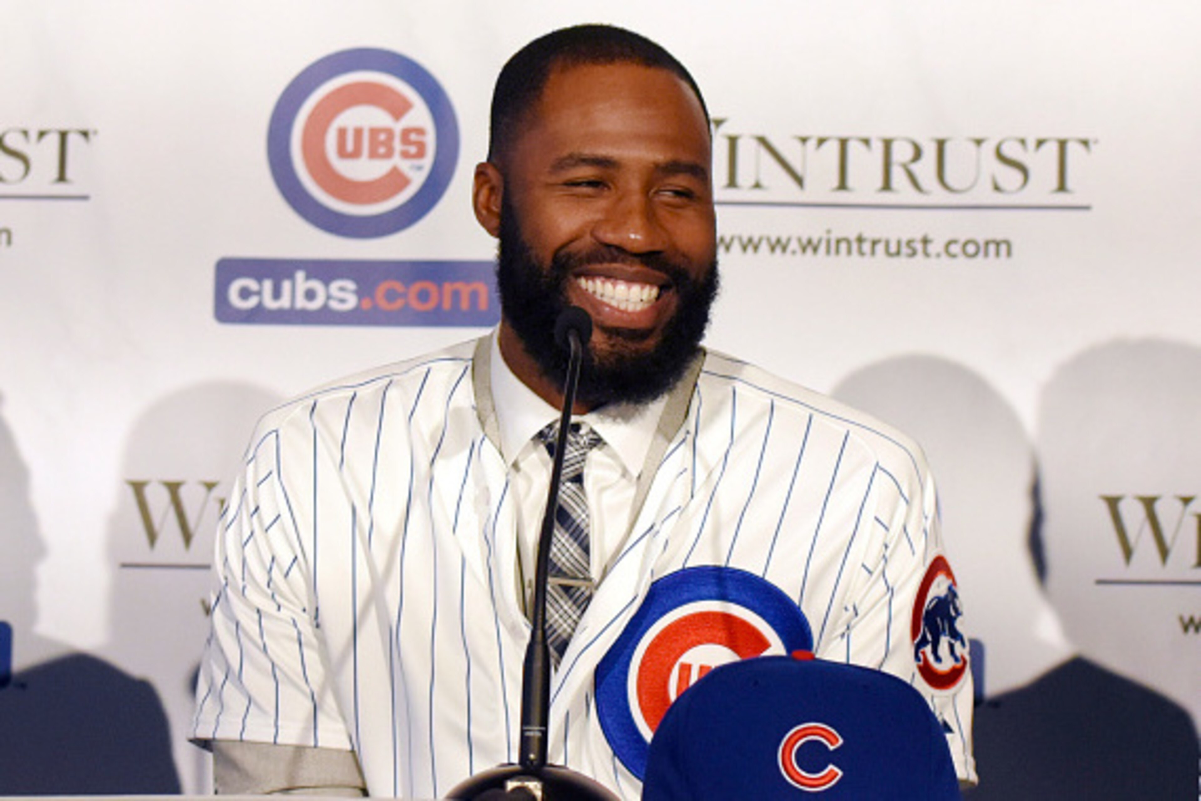 CHICAGO, IL- DECEMBER 15: Jason Heyward during an introduction press conference on December 15, 2015 at Spiaggia Restaurant in Chicago, Illinois.  (Photo by David Banks/Getty Images)