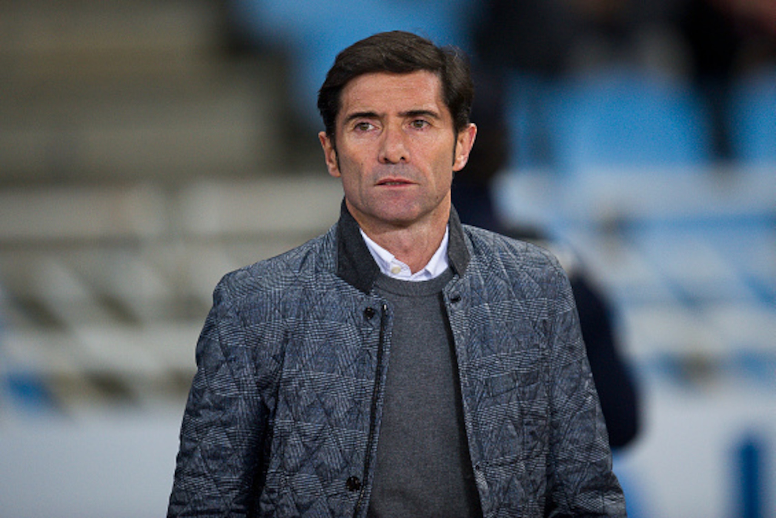 SAN SEBASTIAN, SPAIN - DECEMBER 20: Head coach Marcelino Garcia of Villarreal CF looks on prior to the start the La Liga match between Real Sociedad de Futbol and Villarreal CF at Estadio Anoeta on December 20, 2015 in San Sebastian, Spain. (Photo by Ju SAN SEBASTIAN, SPAIN - DECEMBER 20: Head coach Marcelino Garcia of Villarreal CF looks on prior to the start the La Liga match between Real Sociedad de Futbol and Villarreal CF at Estadio Anoeta on December 20, 2015 in San Sebastian, Spain. (Photo by Ju