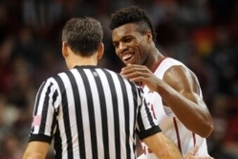 Jan 9, 2016; Norman, OK, USA; Oklahoma Sooners guard Buddy Hield (24) speaks to an official in a break in play against the Kansas State Wildcats during the second half at Lloyd Noble Center. Mandatory Credit: Mark D. Smith-USA TODAY Sports
