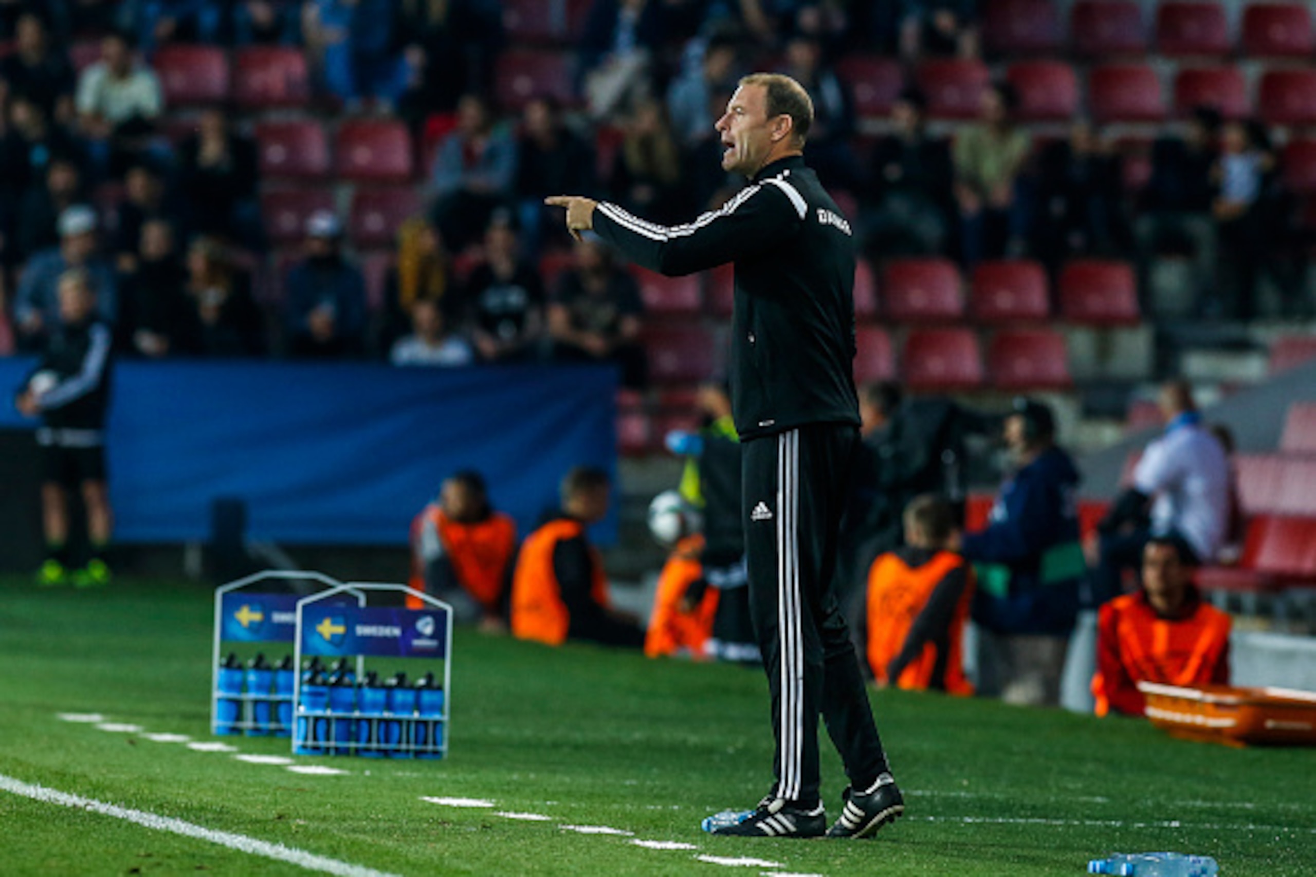 PRAGUE, CZECH REPUBLIC - JUNE 27:  Head coach of Denmark Jess Thorup gestures during UEFA U21 European Championship semi final match between Denmark and Sweden at Generali Arena on June 27, 2015 in Prague, Czech Republic.  (Photo by Matej Divizna/Getty Im