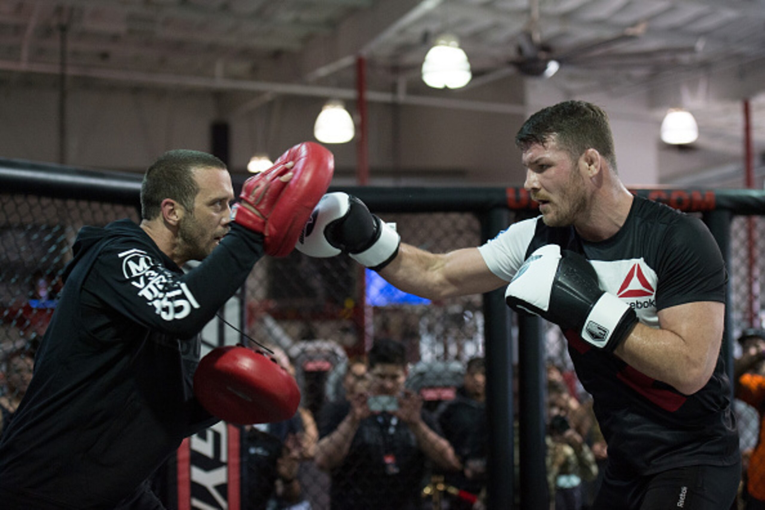 TORRANCE, CA - FEBRUARY 11:   Michael Bisping holds an open training session for fans and media at the UFC Gym on February 11, 2016 in Torrance, California. (Photo by Brandon Magnus/Zuffa LLC/Zuffa LLC via Getty Images)
