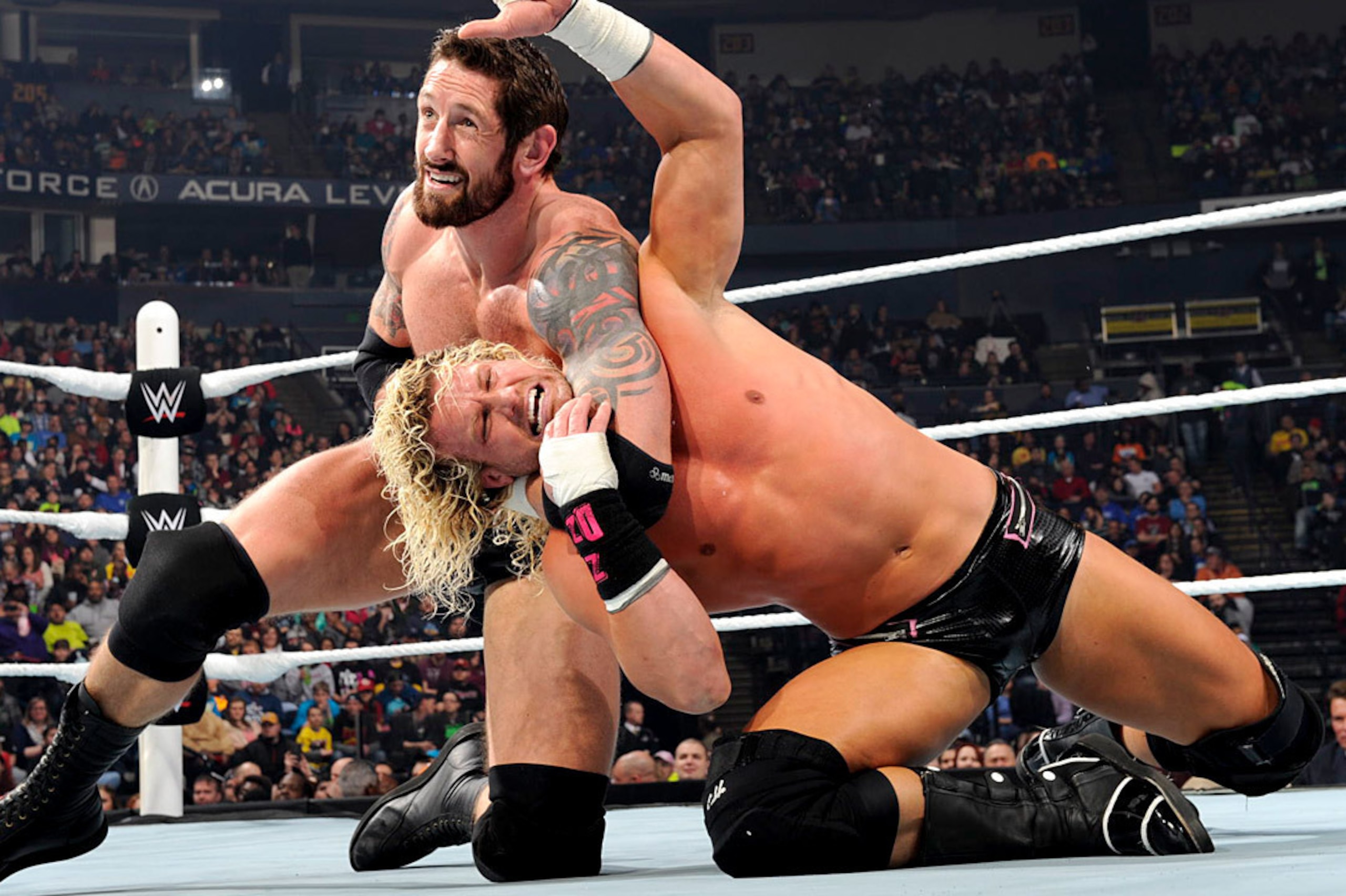 Wade Barrett battles Dolph Ziggler. Wade Barrett battles Dolph Ziggler.