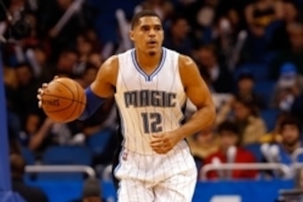 Jan 6, 2016; Orlando, FL, USA; Orlando Magic forward Tobias Harris (12) drives to the basket against the Indiana Pacers during the first quarter at Amway Center. Mandatory Credit: Kim Klement-USA TODAY Sports
