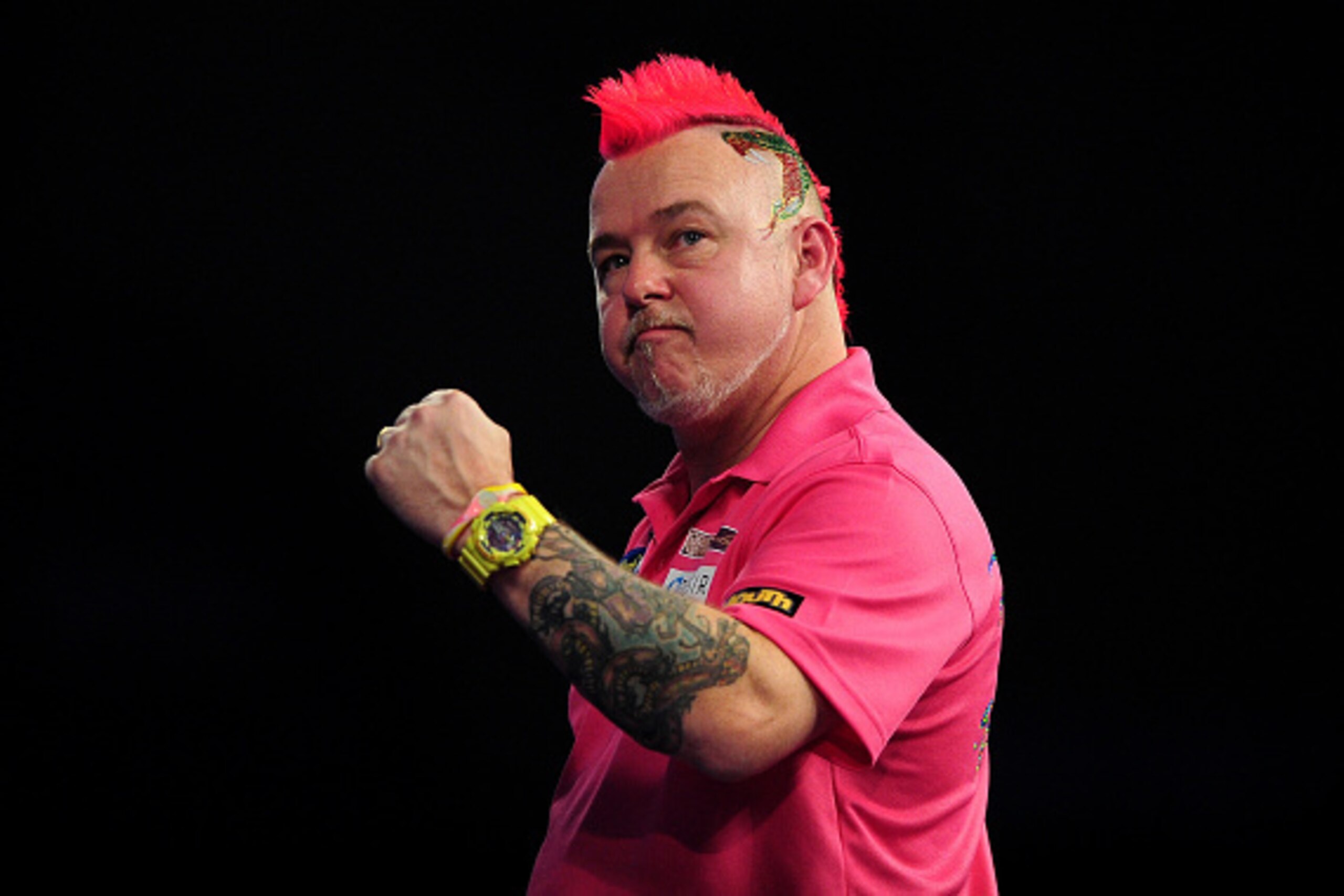 LONDON, ENGLAND - JANUARY 01:  Peter Wright of Scotland reacts during his quarter final match against Adrian Lewis of England during Day Thirteen of the 2016 William Hill PDC World Darts Championships at Alexandra Palace on January 1, 2016 in London, Engl