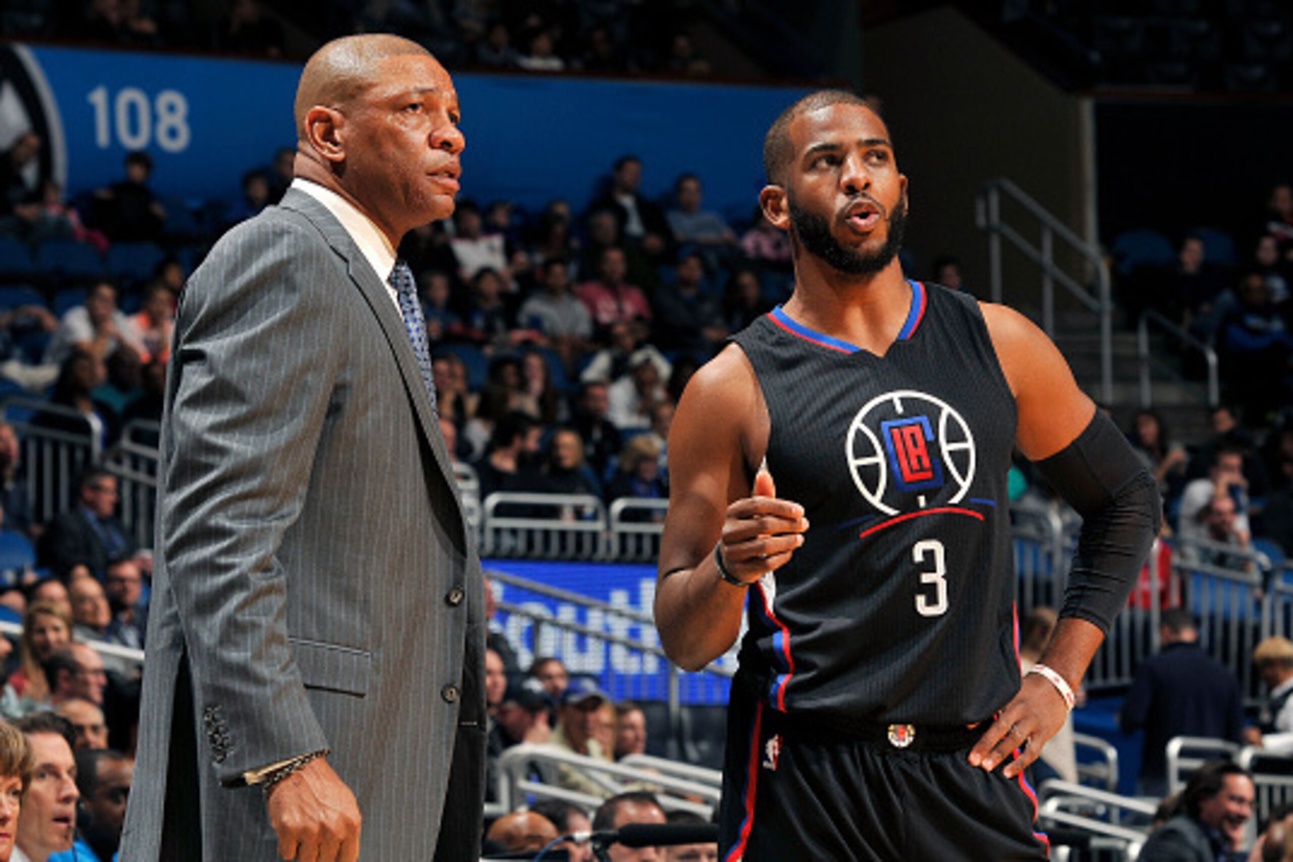 ORLANDO, FL - FEBRUARY 5: Chris Paul #3 of the Los Angeles Clippers talks with Doc Rivers of the Los Angeles Clippers during the game against the Orlando Magic on February 5, 2016 at Amway Center in Orlando, Florida. NOTE TO USER: User expressly acknowled ORLANDO, FL - FEBRUARY 5: Chris Paul #3 of the Los Angeles Clippers talks with Doc Rivers of the Los Angeles Clippers during the game against the Orlando Magic on February 5, 2016 at Amway Center in Orlando, Florida. NOTE TO USER: User expressly acknowled