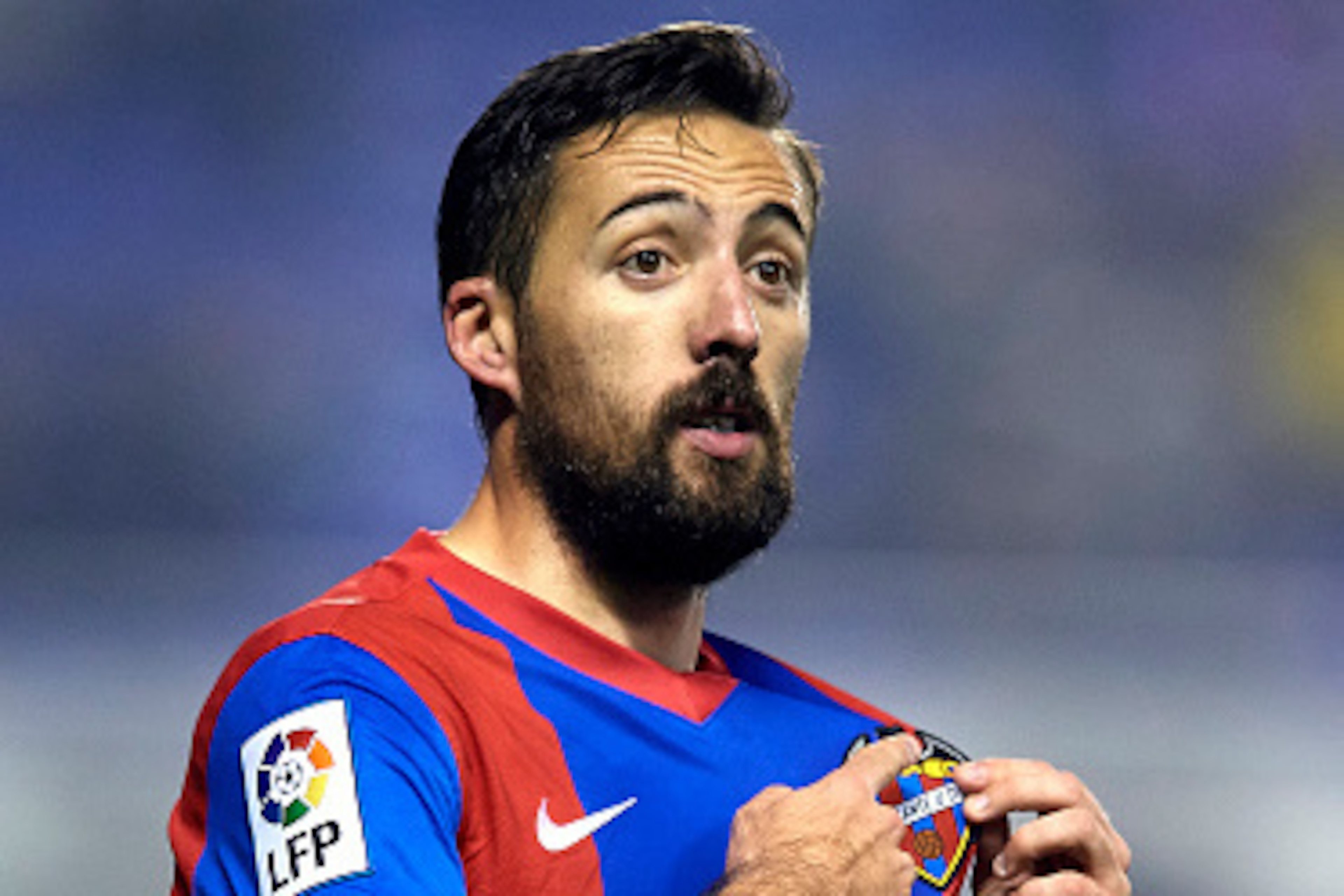 VALENCIA, SPAIN - JANUARY 25: Jose luis Morales of Levante celebrates scoring his team's third goal during the La Liga match between Levante UD and UD Las Palmas at Ciutat de Valencia Stadium on January 25, 2016 in Valencia, Spain. (Photo by Manuel Quei VALENCIA, SPAIN - JANUARY 25: Jose luis Morales of Levante celebrates scoring his team's third goal during the La Liga match between Levante UD and UD Las Palmas at Ciutat de Valencia Stadium on January 25, 2016 in Valencia, Spain. (Photo by Manuel Quei