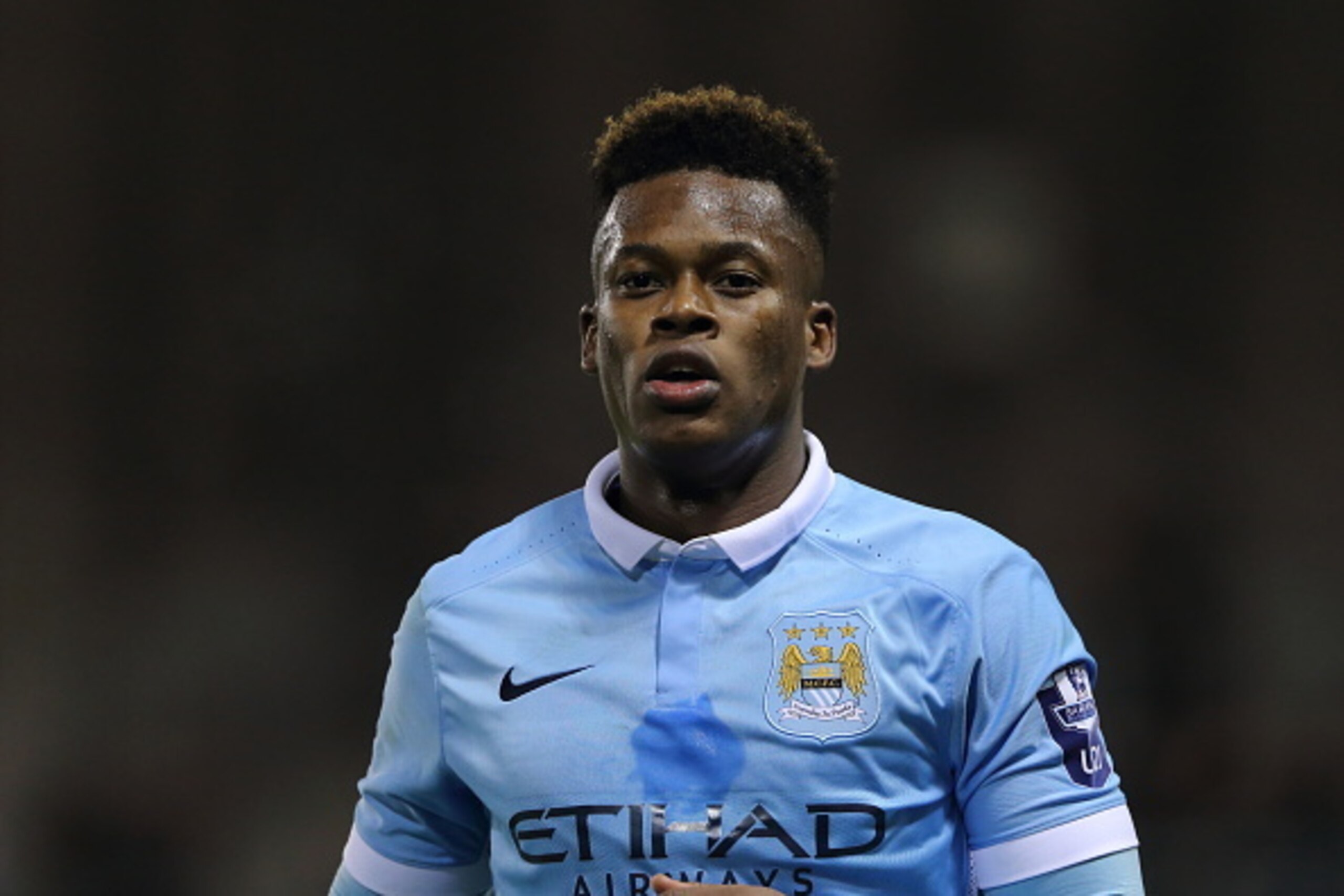 LEIGH, ENGLAND - FEBRUARY 11:  Ash Smith-Brown of Manchester City U21 during the Barclays Under-21 Premier League Division One match between Manchester United U21 and Manchester City U21 at  Leigh Sports Village Stadium on February 11, 2016 in Leigh, Engl