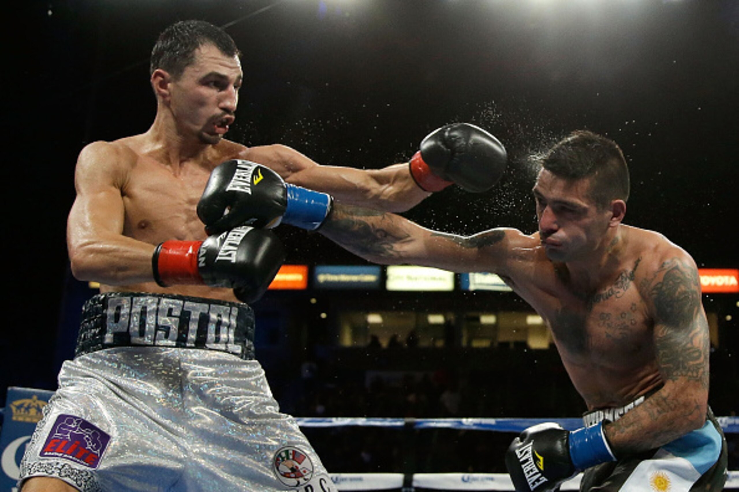 CARSON, CA - OCTOBER 03: Viktor Postol (L) of the Ukraine throws a left hand at Lucas Matthysse of Argentina at StubHub Center on October 3, 2015 in Carson, California. (Photo by Jeff Gross/Getty Images) CARSON, CA - OCTOBER 03: Viktor Postol (L) of the Ukraine throws a left hand at Lucas Matthysse of Argentina at StubHub Center on October 3, 2015 in Carson, California. (Photo by Jeff Gross/Getty Images)