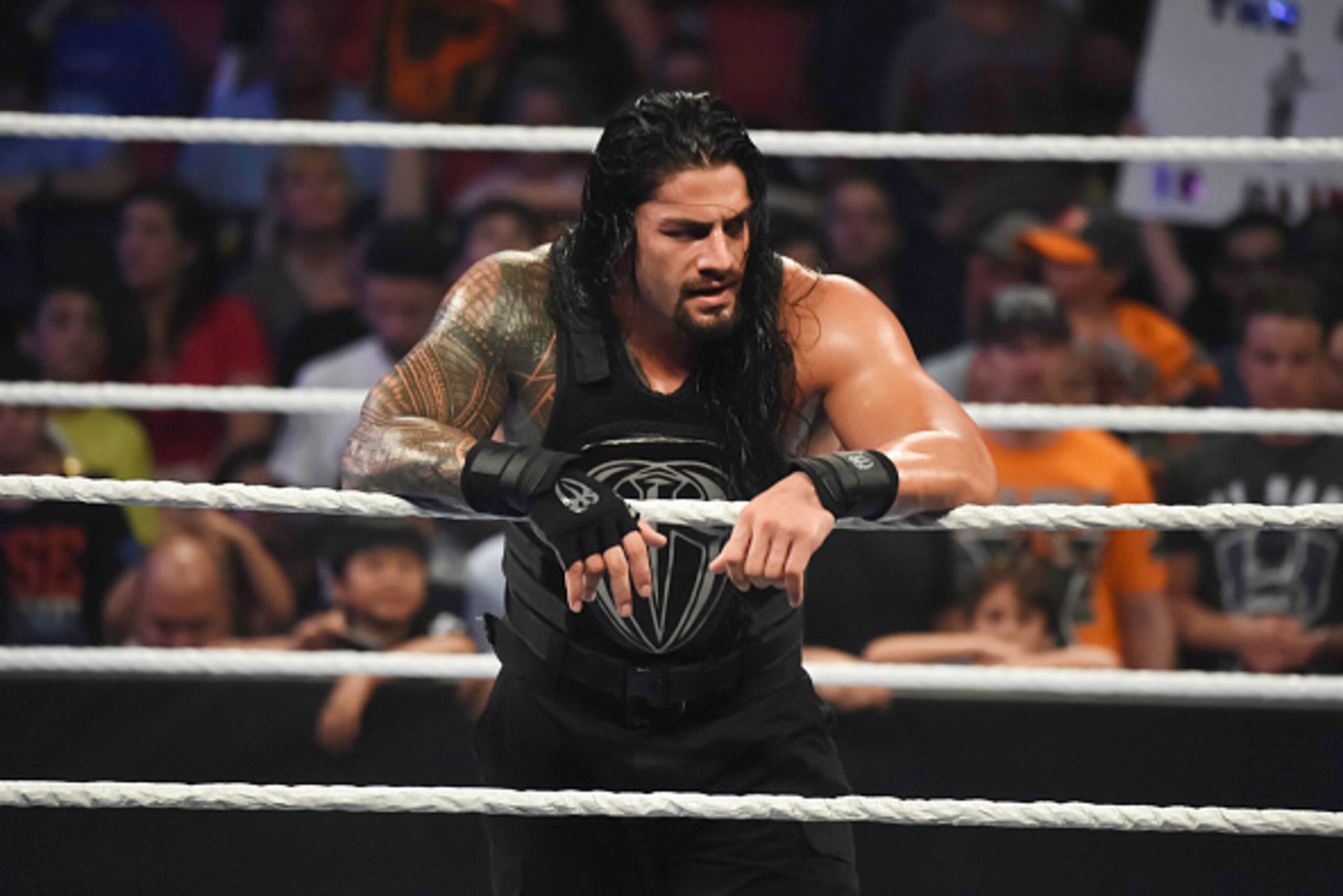 MIAMI, FL- SEPTEMBER 01: Roman Reigns looks on during the WWE Smackdown on September 1, 2015 at the American Airlines Arena in Miami, Florida. (Photo by Ron ElkmanSports Imagery/Getty Images) MIAMI, FL- SEPTEMBER 01: Roman Reigns looks on during the WWE Smackdown on September 1, 2015 at the American Airlines Arena in Miami, Florida. (Photo by Ron ElkmanSports Imagery/Getty Images)