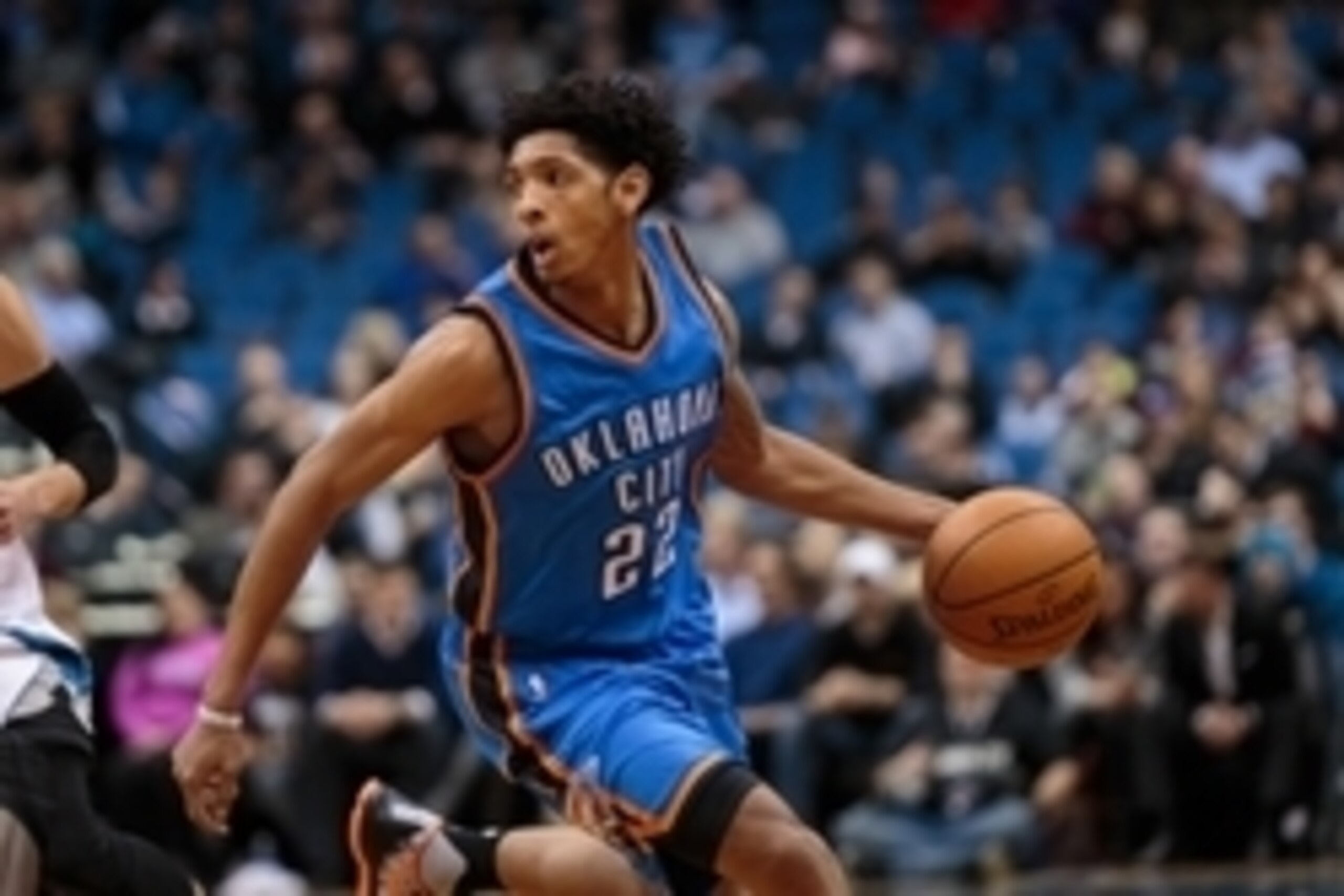 Jan 27, 2016; Minneapolis, MN, USA; Oklahoma City Thunder guard Cameron Payne (22) dribbles in the second quarter against the Minnesota Timberwolves at Target Center. Mandatory Credit: Brad Rempel-USA TODAY Sports
