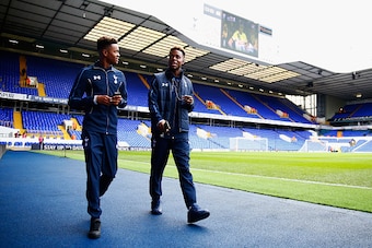 LONDON, ENGLAND - FEBRUARY 21: Shayon Harrison and Joshua Onomah of Tottenham Hotspur arrive for the Emirates FA Cup Fifth Round match between Tottenham Hotspur and Crystal Palace at White Hart Lane on February 21, 2016 in London, England.  (Photo by Cliv