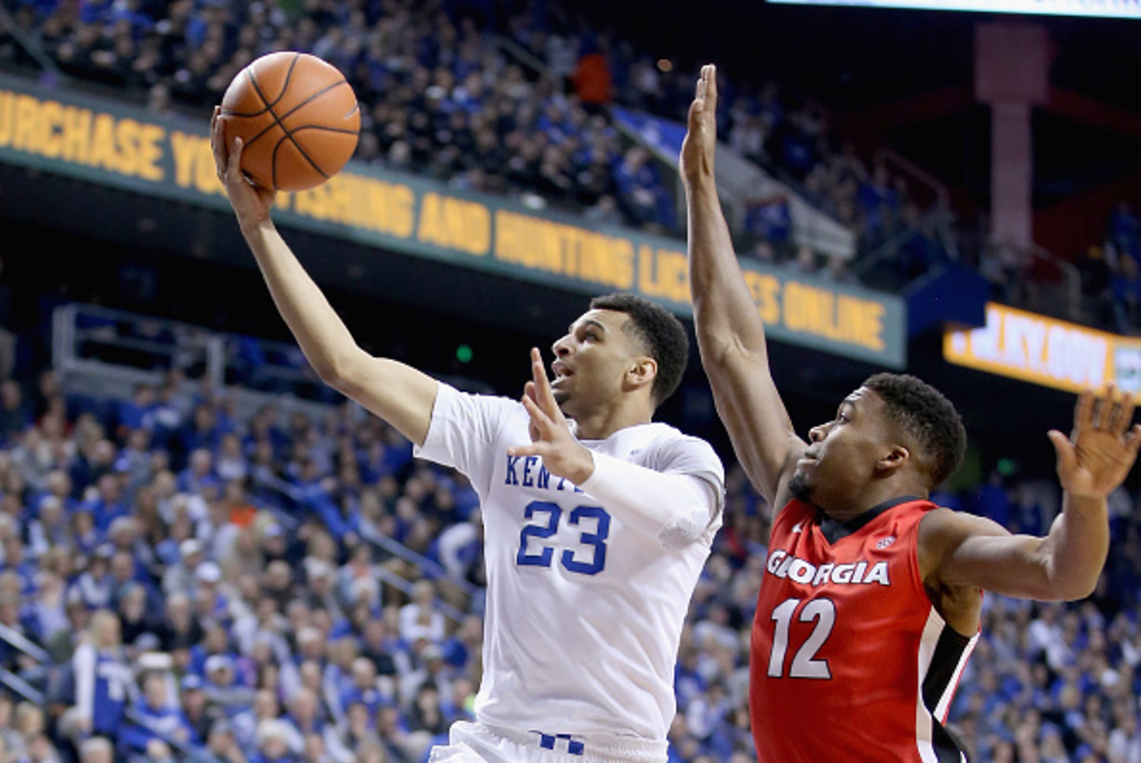 LEXINGTON, KY - FEBRUARY 09:  Jamal Murray #23 of the Kentucky Wildcats shoots the ball in the game against the Georgia Bulldogs at Rupp Arena on February 9, 2016 in Lexington, Kentucky.  (Photo by Andy Lyons/Getty Images)