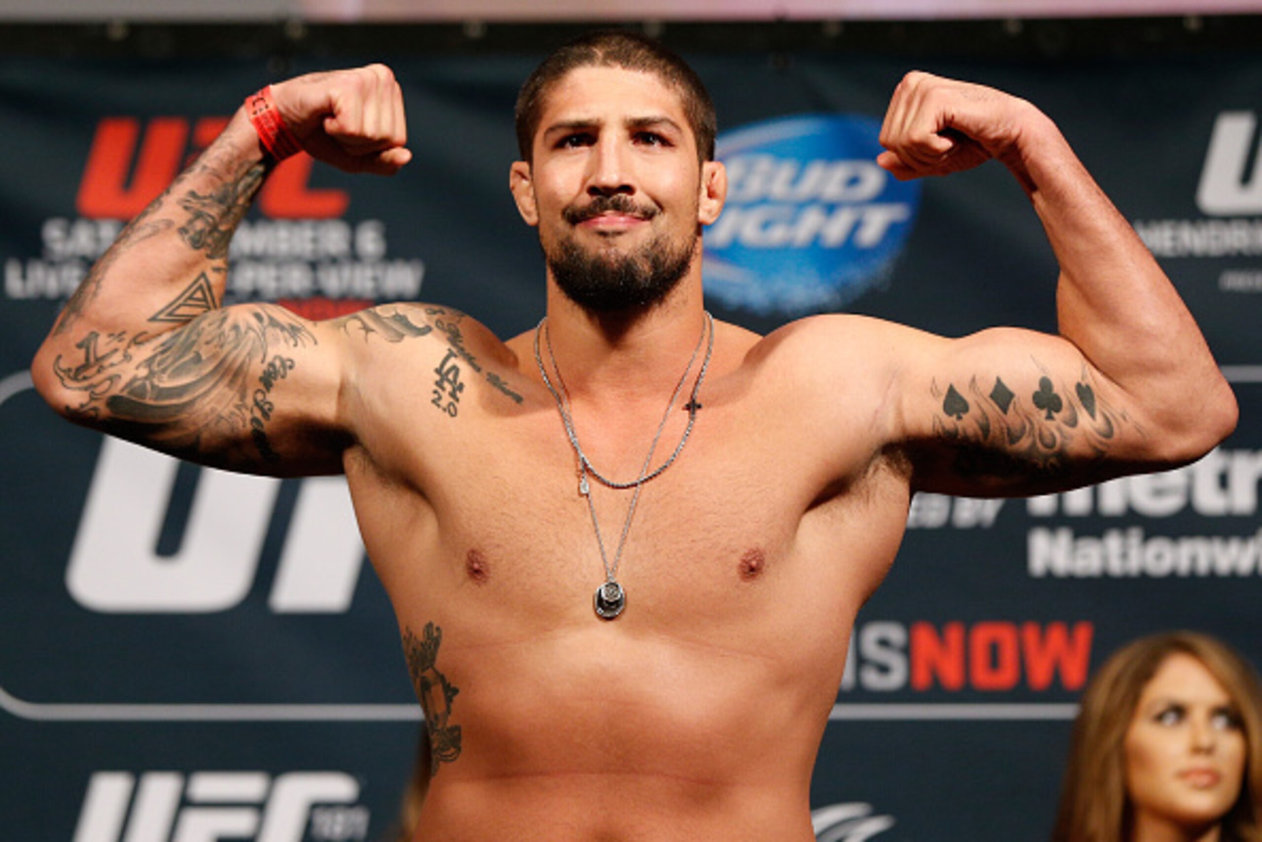 LAS VEGAS, NV - DECEMBER 05: Brendan Schaub poses on the scale after weighing in during the UFC 181 weigh-in inside the Mandalay Bay Events Center on December 5, 2014 in Las Vegas, Nevada. (Photo by Josh Hedges/Zuffa LLC/Zuffa LLC via Getty Images) LAS VEGAS, NV - DECEMBER 05: Brendan Schaub poses on the scale after weighing in during the UFC 181 weigh-in inside the Mandalay Bay Events Center on December 5, 2014 in Las Vegas, Nevada. (Photo by Josh Hedges/Zuffa LLC/Zuffa LLC via Getty Images)