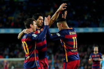 Messi, Neymar and Suarez won the treble in their first season together at Barca.
