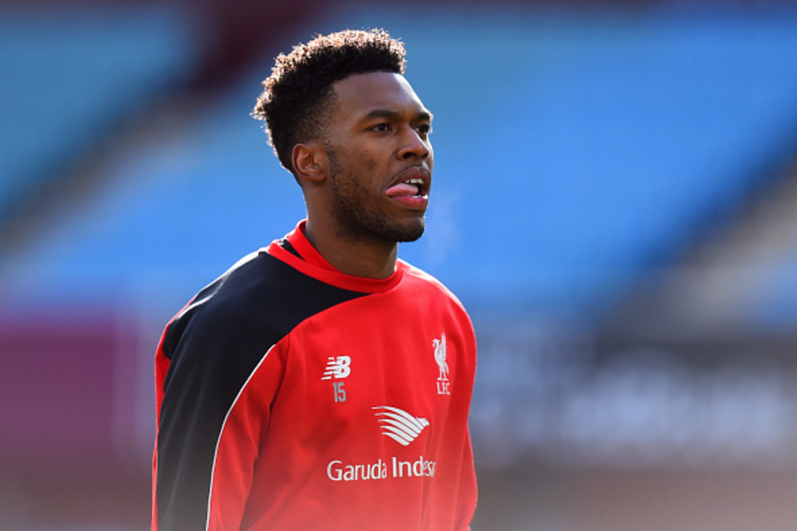 BIRMINGHAM, ENGLAND - FEBRUARY 14:  Daniel Sturridge of Liverpool looks on during the warm-up before the Barclays Premier League match between Aston Villa and Liverpool at Villa Park on February 14, 2016 in Birmingham, England.  (Photo by Stu Forster/Gett