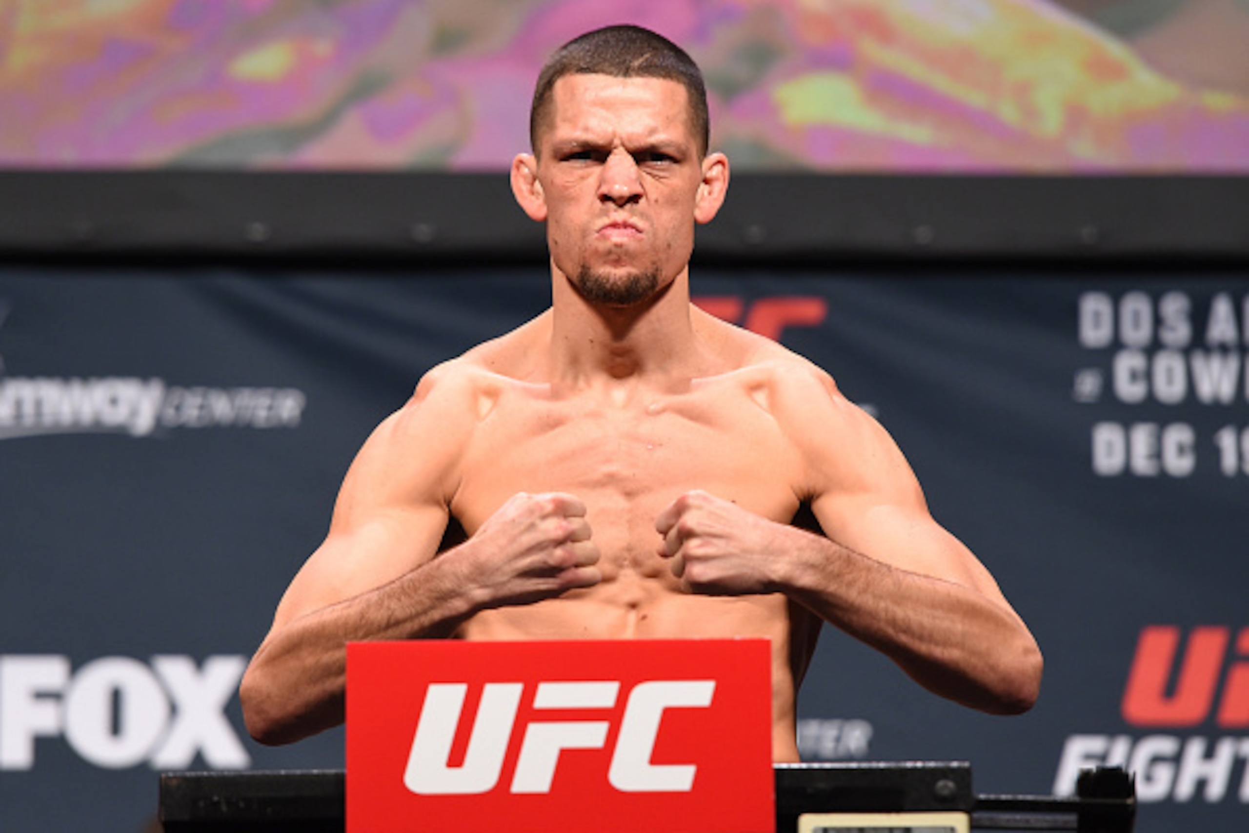ORLANDO, FL - DECEMBER 18:  Nate Diaz weighs in during the UFC weigh-in at the Orange County Convention Center on December 18, 2015 in Orlando, Florida. (Photo by Josh Hedges/Zuffa LLC/Zuffa LLC via Getty Images)