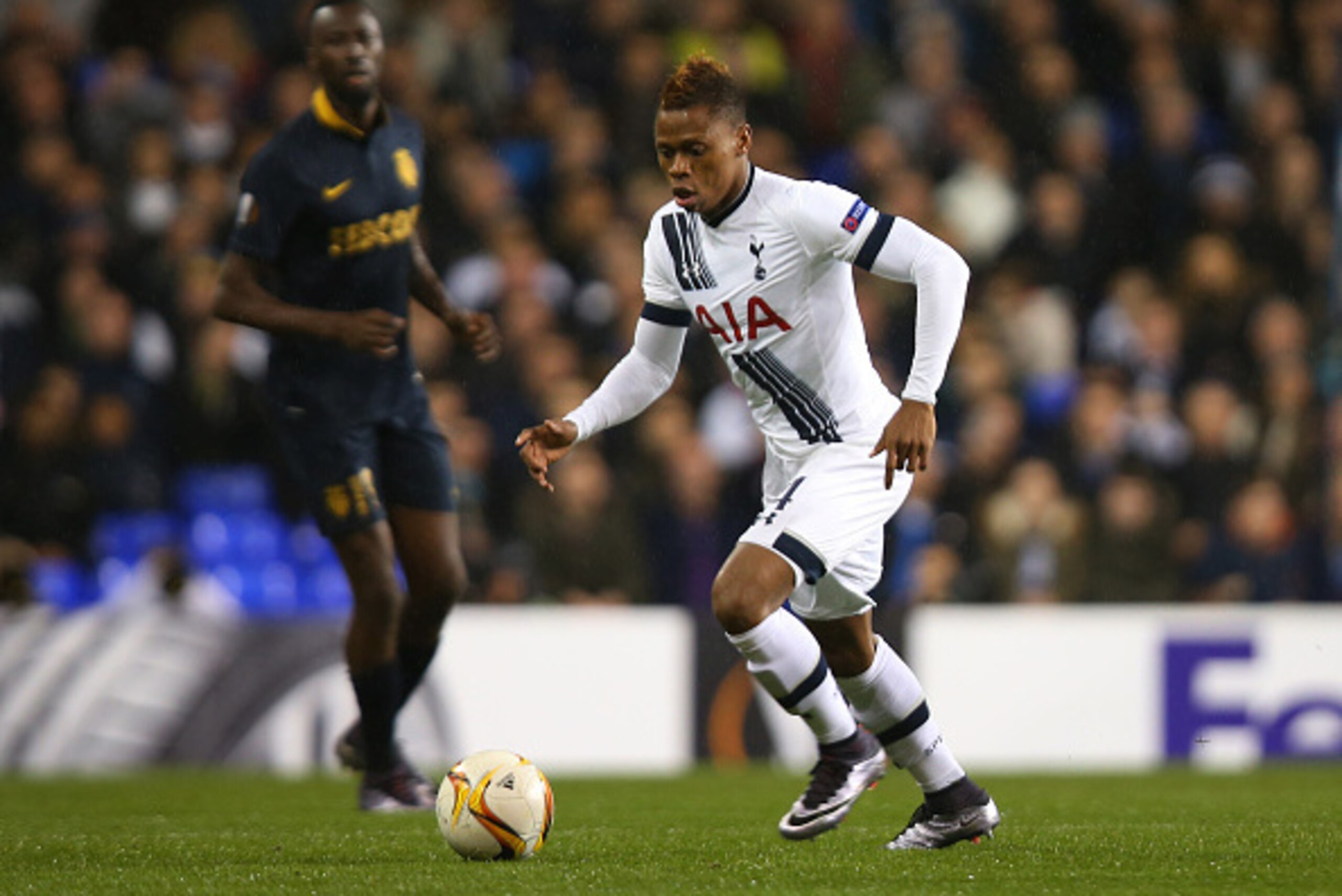 LONDON, ENGLAND - DECEMBER 10: Clinton N'jie of Spurs runs with the ball during the UEFA Europa League Group J match between Tottenham Hotspur and AS Monaco at White Hart Lane on December 10, 2015 in London, United Kingdom. (Photo by Bryn Lennon/Getty I LONDON, ENGLAND - DECEMBER 10: Clinton N'jie of Spurs runs with the ball during the UEFA Europa League Group J match between Tottenham Hotspur and AS Monaco at White Hart Lane on December 10, 2015 in London, United Kingdom. (Photo by Bryn Lennon/Getty I