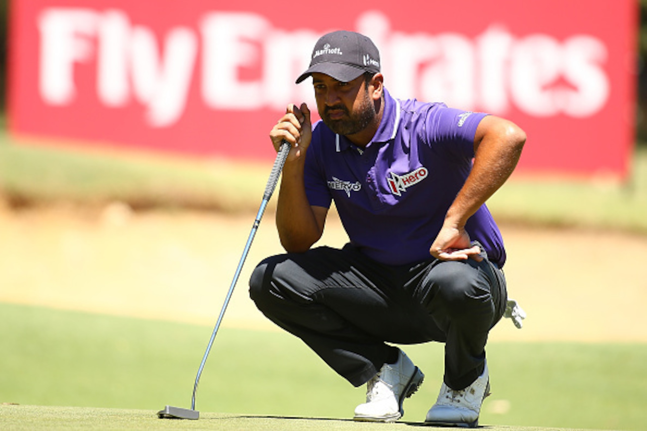 PERTH, AUSTRALIA - FEBRUARY 25:  Shiv Kapur of India lines up his putt on the 7th green during day one of the 2016 Perth International at Lake Karrinyup GC on February 25, 2016 in Perth, Australia.  (Photo by Paul Kane/Getty Images)