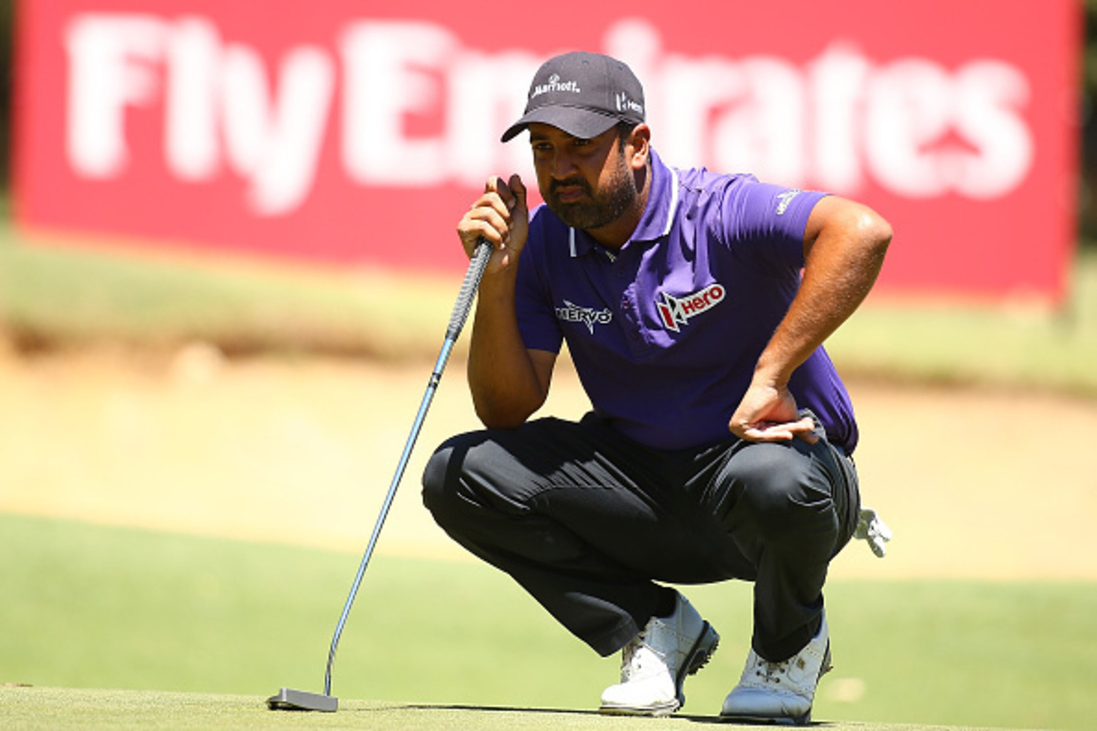 PERTH, AUSTRALIA - FEBRUARY 25:  Shiv Kapur of India lines up his putt on the 7th green during day one of the 2016 Perth International at Lake Karrinyup GC on February 25, 2016 in Perth, Australia.  (Photo by Paul Kane/Getty Images)