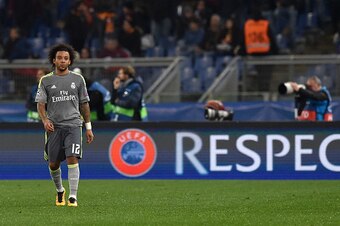 ROME, ITALY - FEBRUARY 17:  Marcelo of Real Madrid CF in action prior the UEFA Champions League Round of 16 First Leg match between AS Roma and Real Madrid CF at Stadio Olimpico on February 17, 2016 in Rome, Italy.  (Photo by Giuseppe Bellini/Getty Images