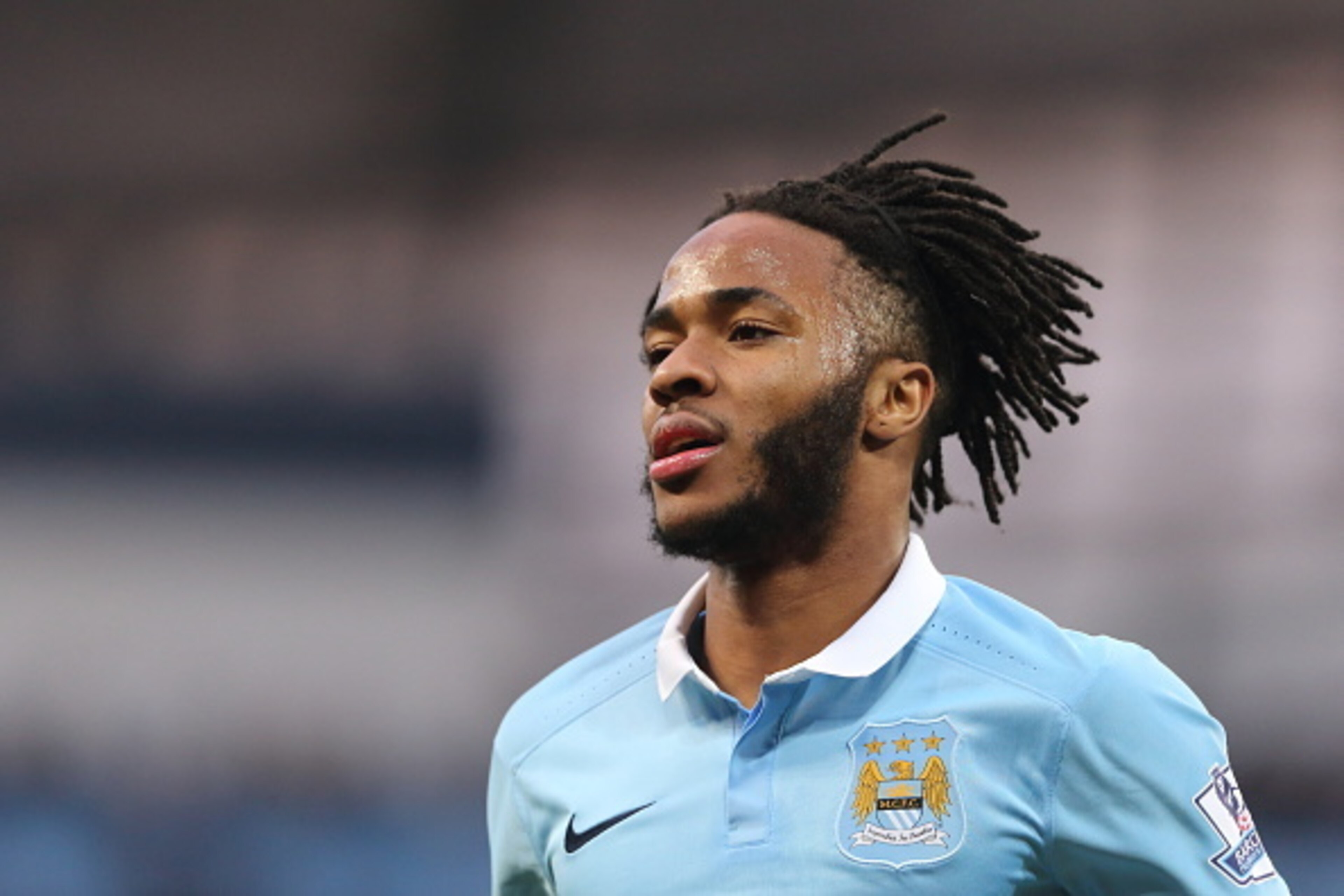 MANCHESTER, ENGLAND - FEBRUARY 14 : Raheem Sterling of Manchester City during the Barclays Premier League match between Manchester City and Tottenham Hotspur at the Etihad Stadium on February 14, 2016 in Manchester, England. (Photo by Matthew Ashton - MANCHESTER, ENGLAND - FEBRUARY 14 : Raheem Sterling of Manchester City during the Barclays Premier League match between Manchester City and Tottenham Hotspur at the Etihad Stadium on February 14, 2016 in Manchester, England. (Photo by Matthew Ashton -
