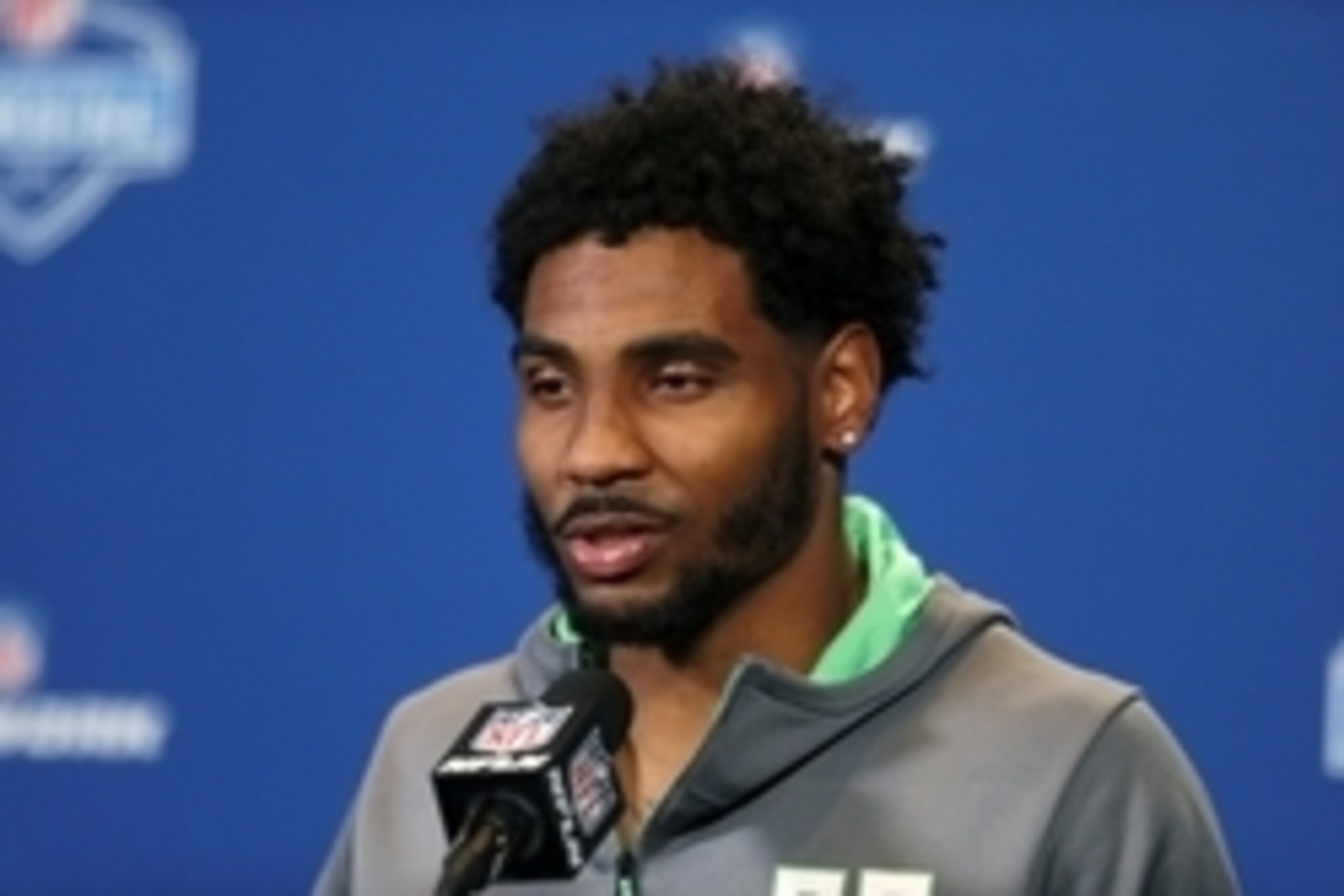 Feb 25, 2016; Indianapolis, IN, USA; Ohio State wide receiver Braxton Miller speaks to the media during the 2016 NFL Scouting Combine at Lucas Oil Stadium. Mandatory Credit: Brian Spurlock-USA TODAY Sports