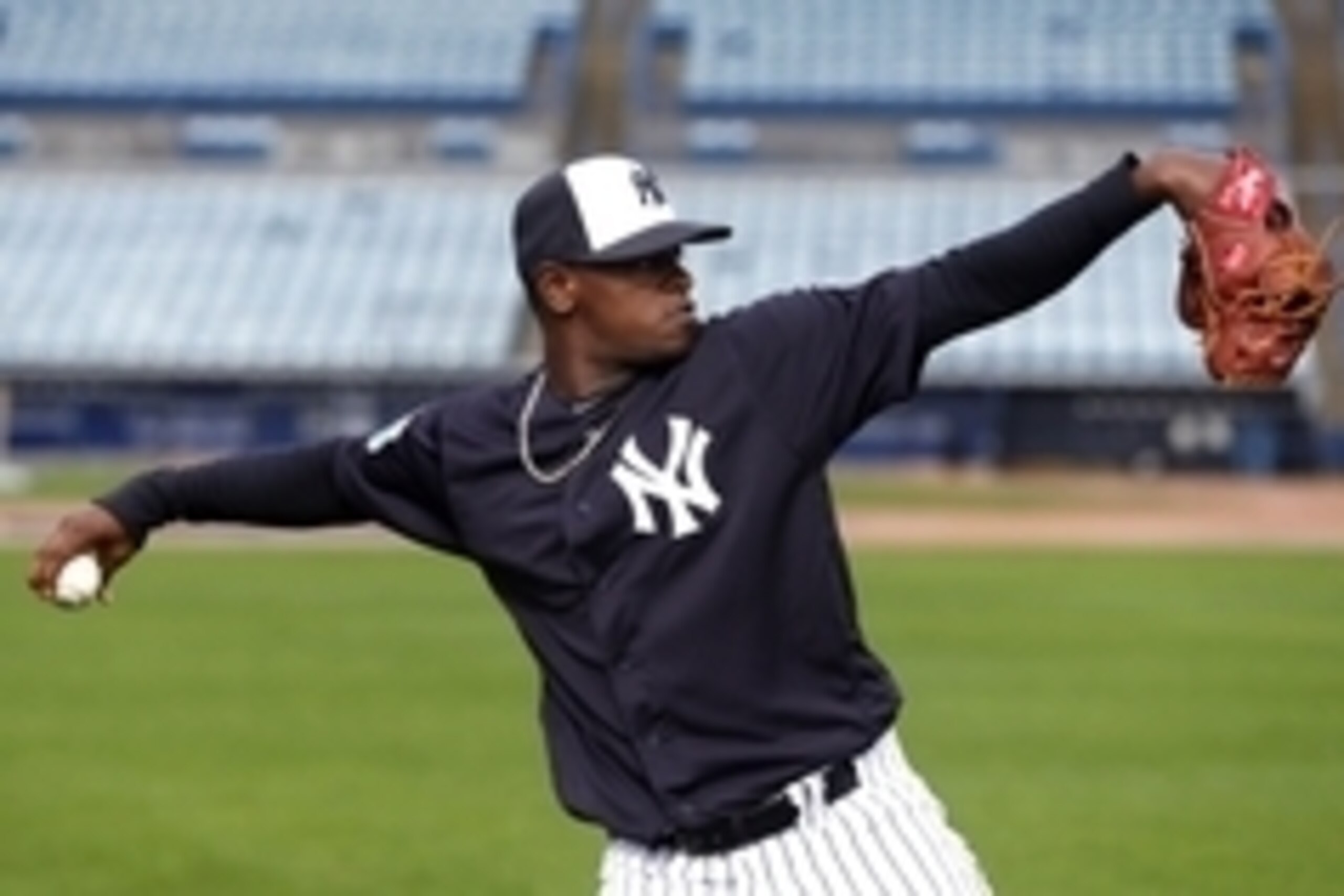 Feb 24, 2016; Tampa, FL, USA; New York Yankees starting pitcher Luis Severino (40) throws during practice at George M. Steinbrenner Stadium. Mandatory Credit: Butch Dill-USA TODAY Sports