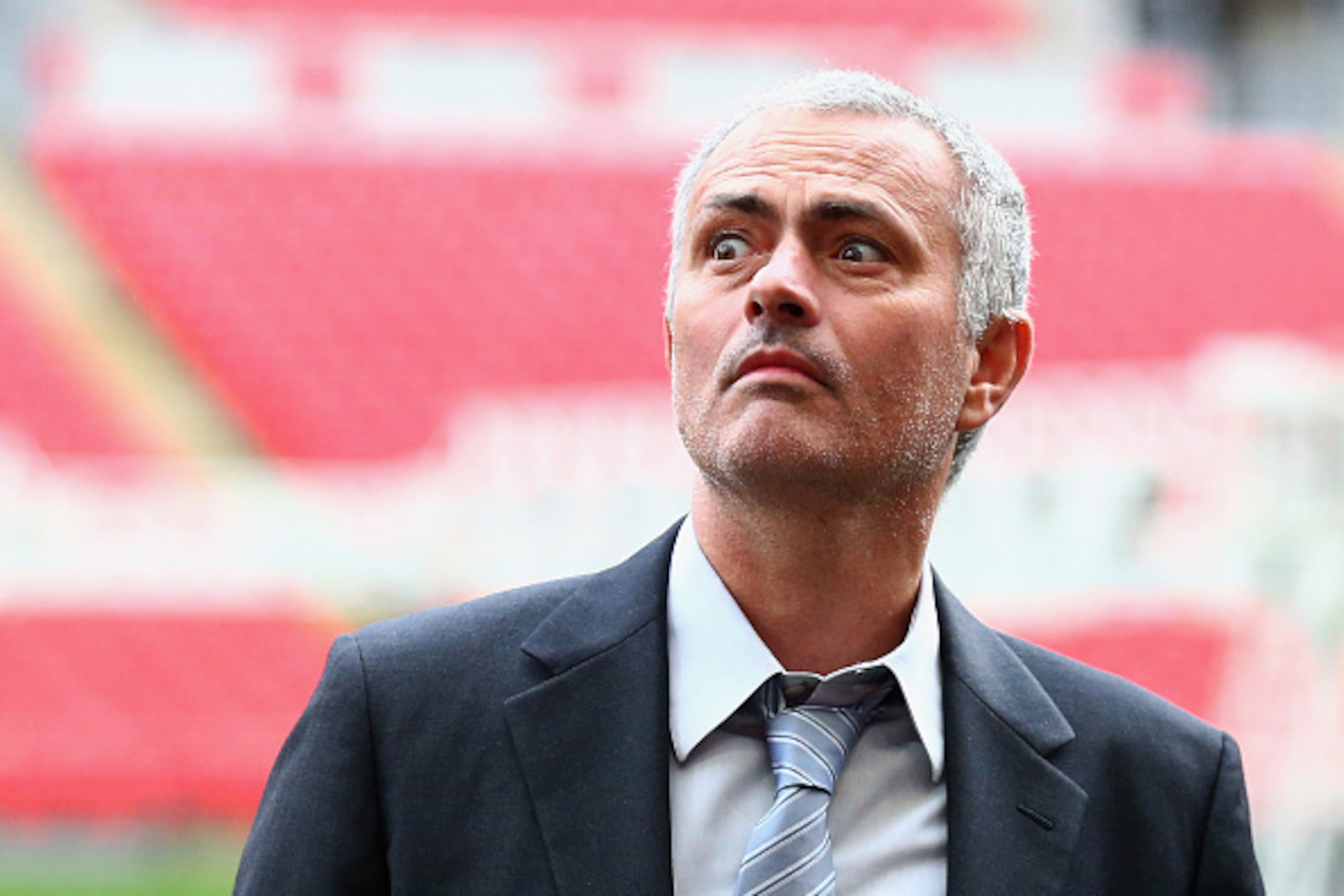 LONDON, ENGLAND - FEBRUARY 01:  Former Chelsea manager Jose Mourinho looks on after a press conference by FIFA Presidential candidate Gianni Infantino at Wembley Stadium on February 1, 2016 in London, England.  (Photo by Clive Rose/Getty Images)