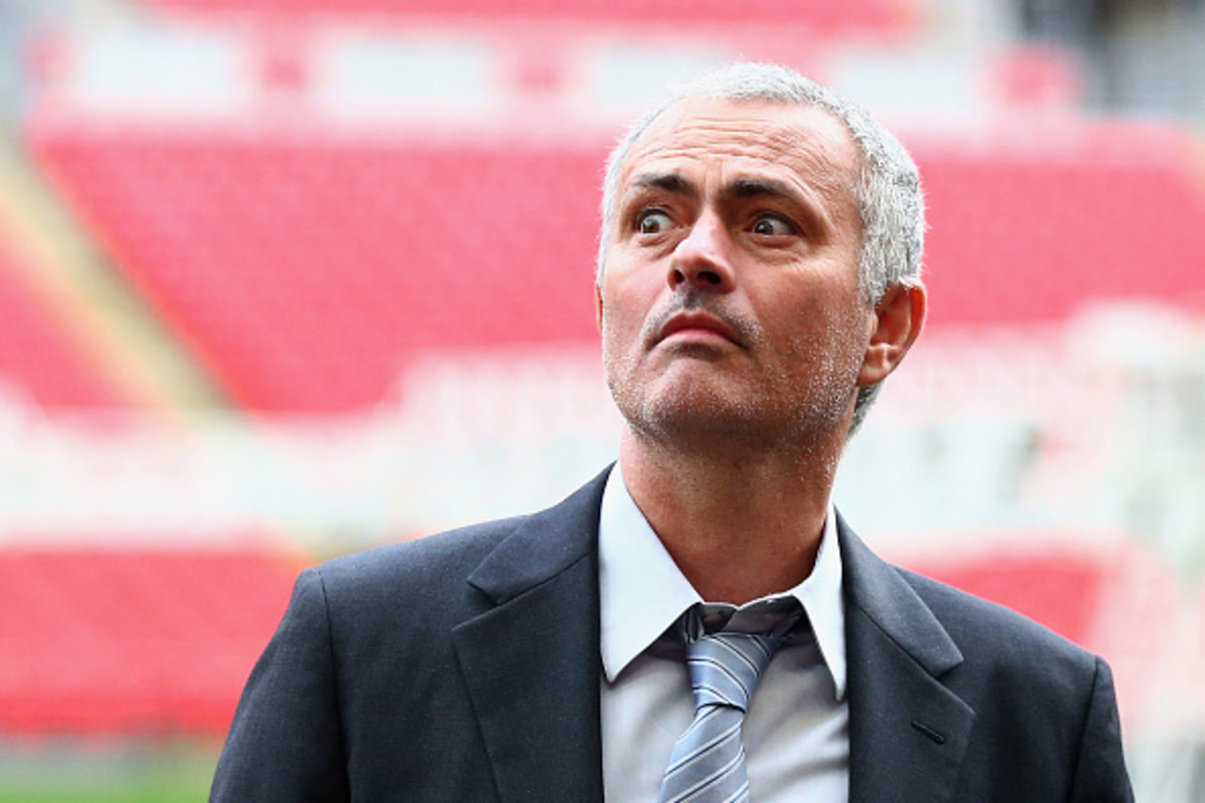 LONDON, ENGLAND - FEBRUARY 01:  Former Chelsea manager Jose Mourinho looks on after a press conference by FIFA Presidential candidate Gianni Infantino at Wembley Stadium on February 1, 2016 in London, England.  (Photo by Clive Rose/Getty Images)