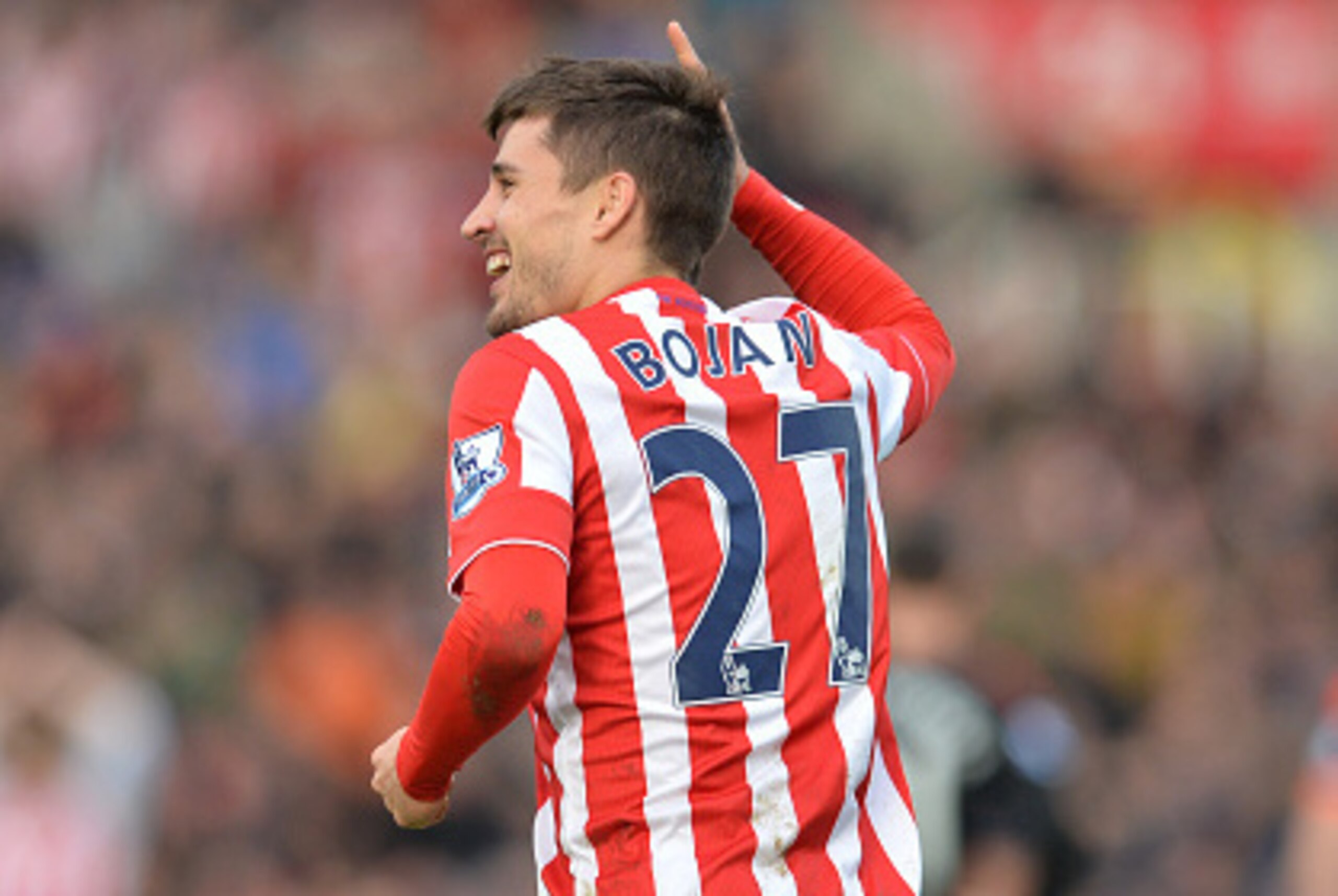 Stoke City's Spanish striker Bojan Krkic celebrates after scoring the opening goal of the English Premier League football match between Stoke City and Manchester United at the Britannia Stadium in Stoke-on-Trent, central England on December 26, 2015. AFP Stoke City's Spanish striker Bojan Krkic celebrates after scoring the opening goal of the English Premier League football match between Stoke City and Manchester United at the Britannia Stadium in Stoke-on-Trent, central England on December 26, 2015. AFP