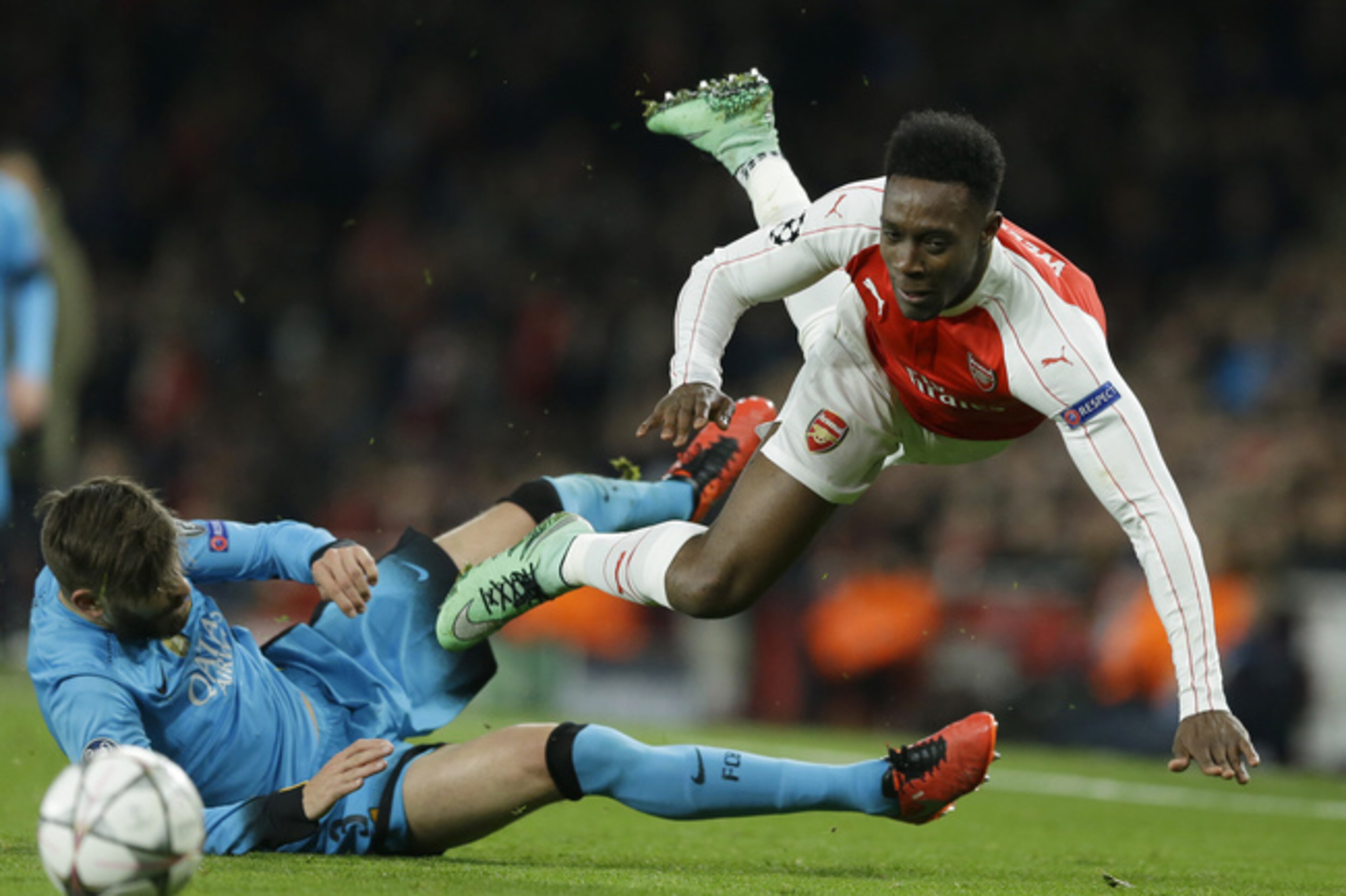 Danny Welbeck in action against Barcelona. Danny Welbeck in action against Barcelona.
