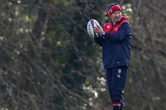 BAGSHOT, ENGLAND - FEBRUARY 25:  Eddie Jones the England head coach looks on during the England training session held at Pennyhill Park on February 25, 2016 in Bagshot, England.  (Photo by David Rogers/Getty Images)
