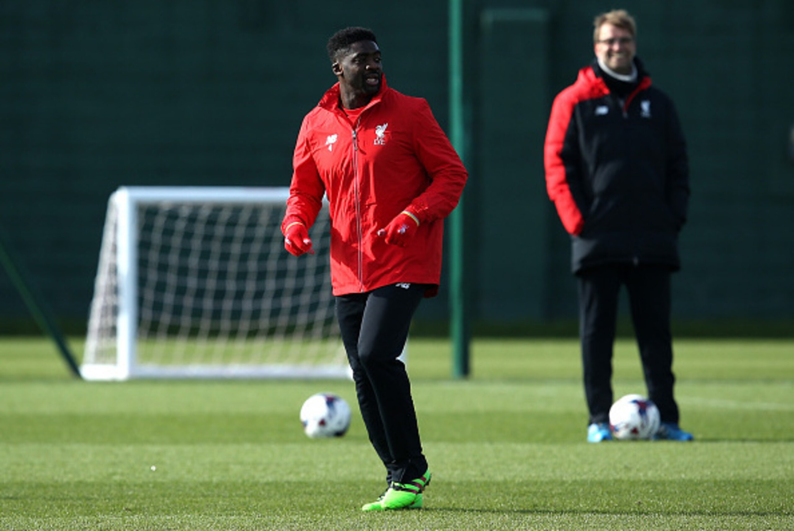 LIVERPOOL, ENGLAND - FEBRUARY 26:  Kolo Toure looks on during a training session ahead of their Capital One Cup final match against Manchester City at Melwood Training Ground on February 26, 2016 in Liverpool, United Kingdom.  (Photo by Jan Kruger/Getty I