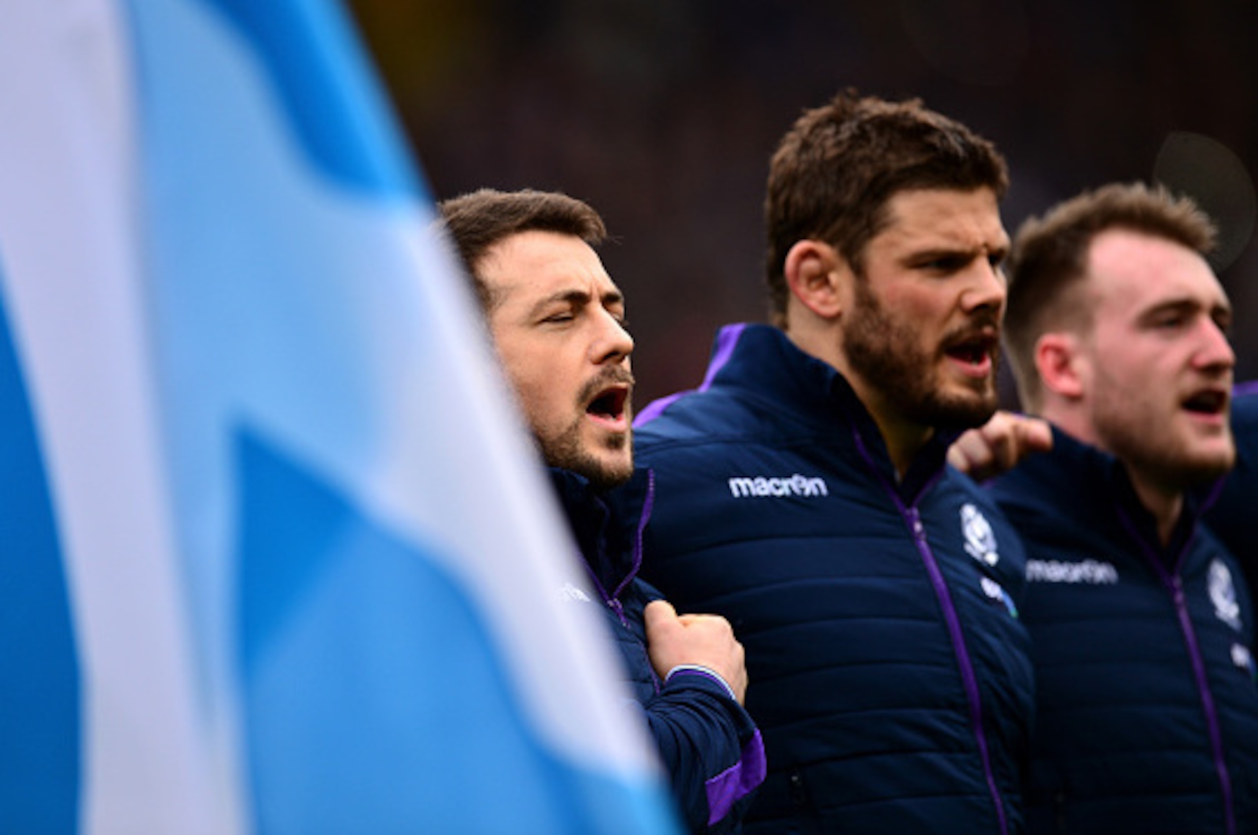 ROME, ITALY - FEBRUARY 27: Greig Laidlaw of Scotland (L) sings the national anthem alongside his team mates during the RBS Six Nations match between Italy and Scotland at Stadio Olimpico on February 27, 2016 in Rome, Italy. (Photo by Dan Mullan/Getty Im ROME, ITALY - FEBRUARY 27: Greig Laidlaw of Scotland (L) sings the national anthem alongside his team mates during the RBS Six Nations match between Italy and Scotland at Stadio Olimpico on February 27, 2016 in Rome, Italy. (Photo by Dan Mullan/Getty Im