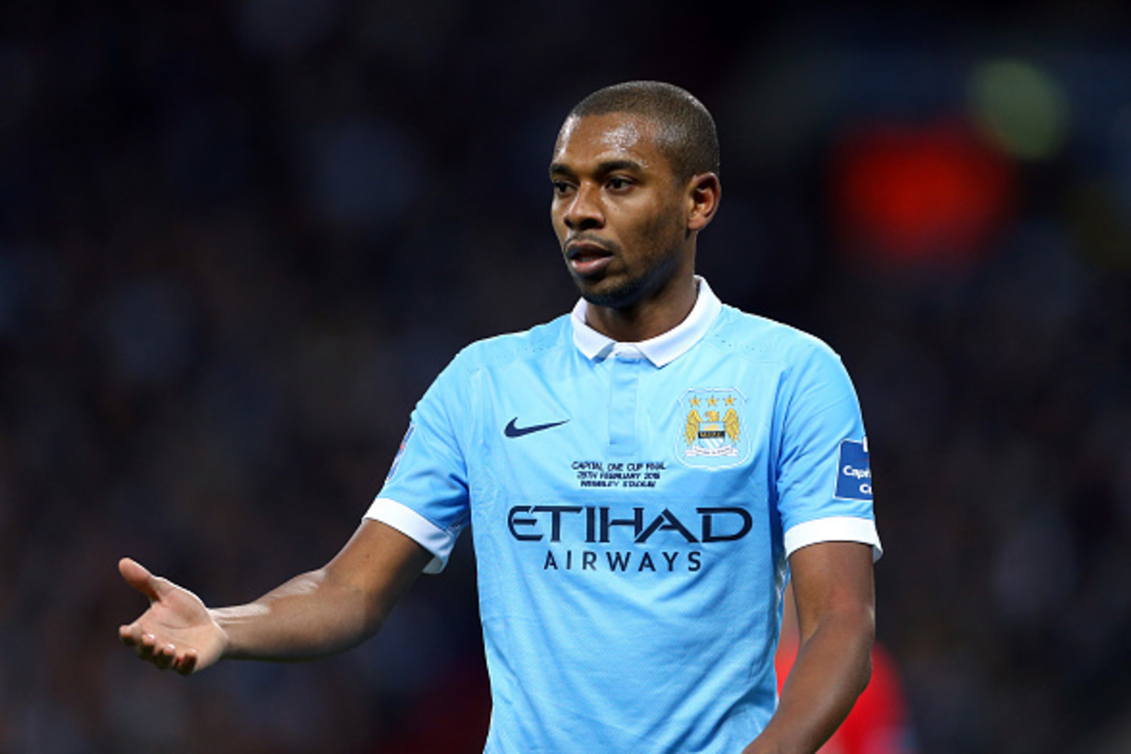 LONDON, ENGLAND - FEBRUARY 28 :  Fernandinho of Manchester City during the Capital One Cup Final match between Liverpool and Manchester City at Wembley Stadium on February 28, 2016 in London, England.  (Photo by Catherine Ivill - AMA/Getty Images)