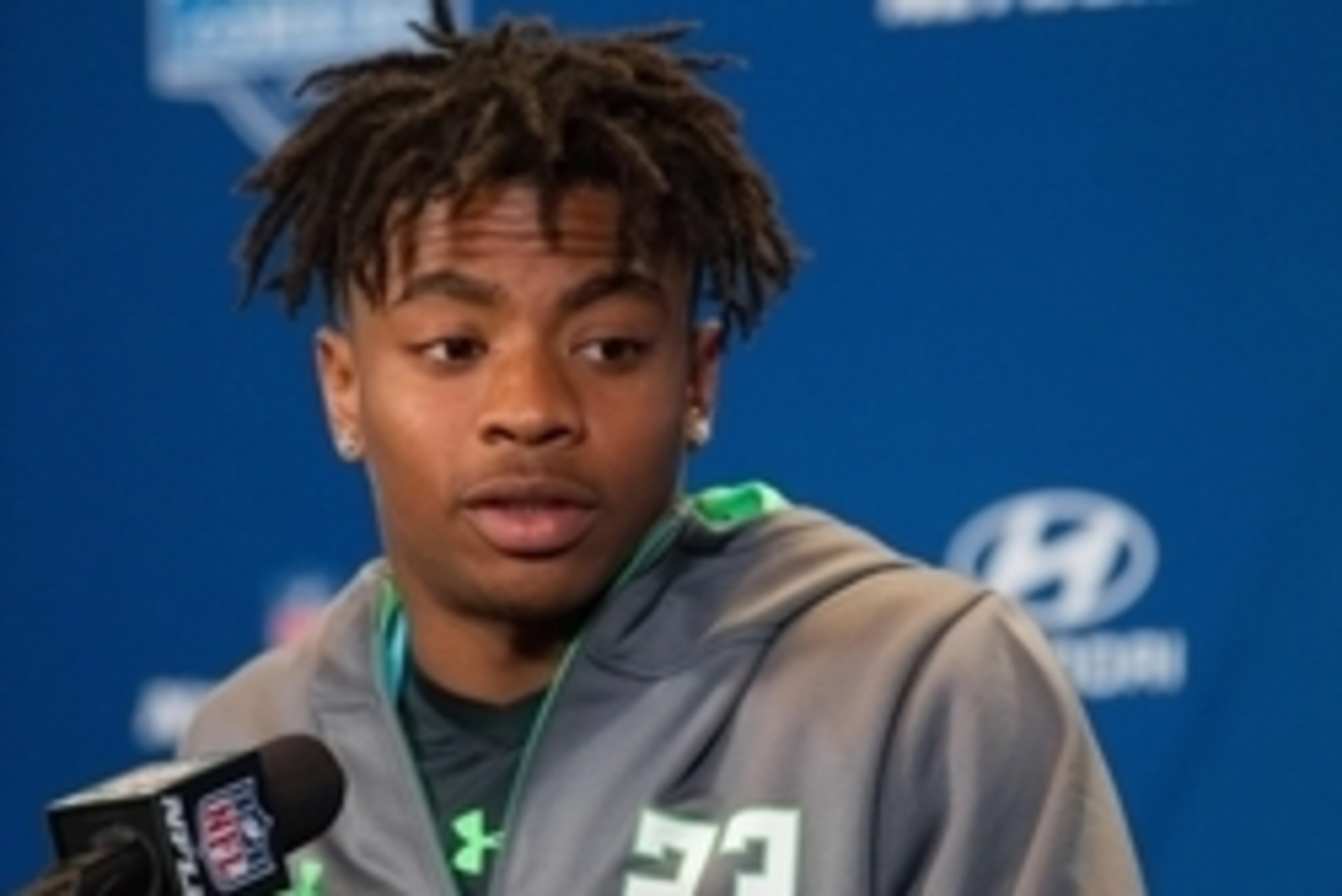 Feb 27, 2016; Indianapolis, IN, USA; Florida defensive back Vernon Hargreaves speaks to the media during the 2016 NFL Scouting Combine at Lucas Oil Stadium. Mandatory Credit: Trevor Ruszkowski-USA TODAY Sports