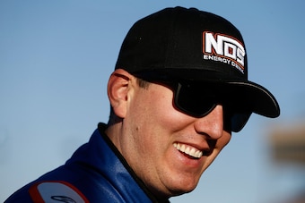 HAMPTON, GA - FEBRUARY 27:  Kyle Busch, driver of the #18 NOS Energy Drink Toyota, stands on the grid during qualifying for the NASCAR XFINITY Series Heads Up Georgia 250 at Atlanta Motor Speedway on February 27, 2016 in Hampton, Georgia.  (Photo by Jeff 